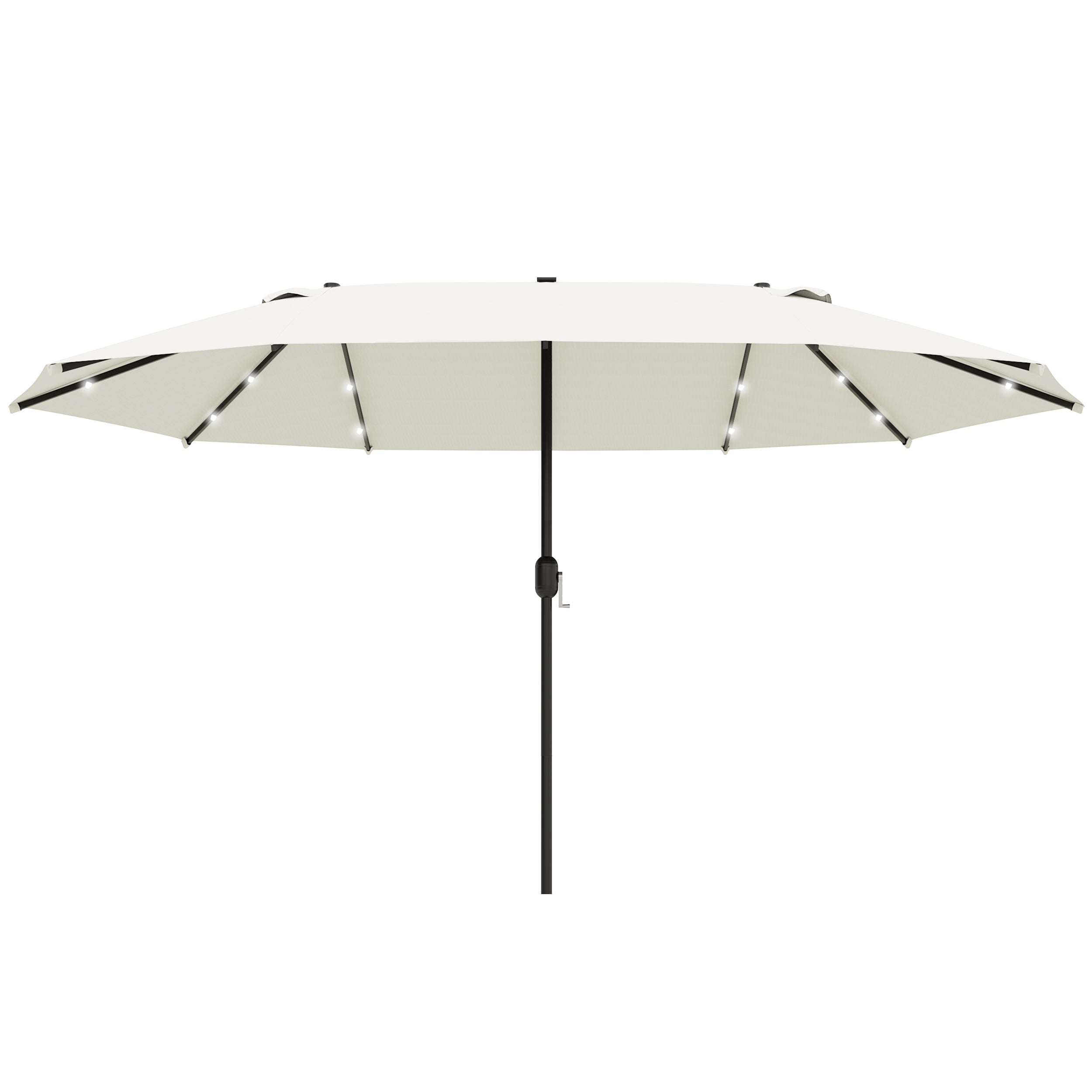 Outsunny 4.4m Double-Sided Sun Umbrella Patio Parasol Solar Lights Cream White  | TJ Hughes