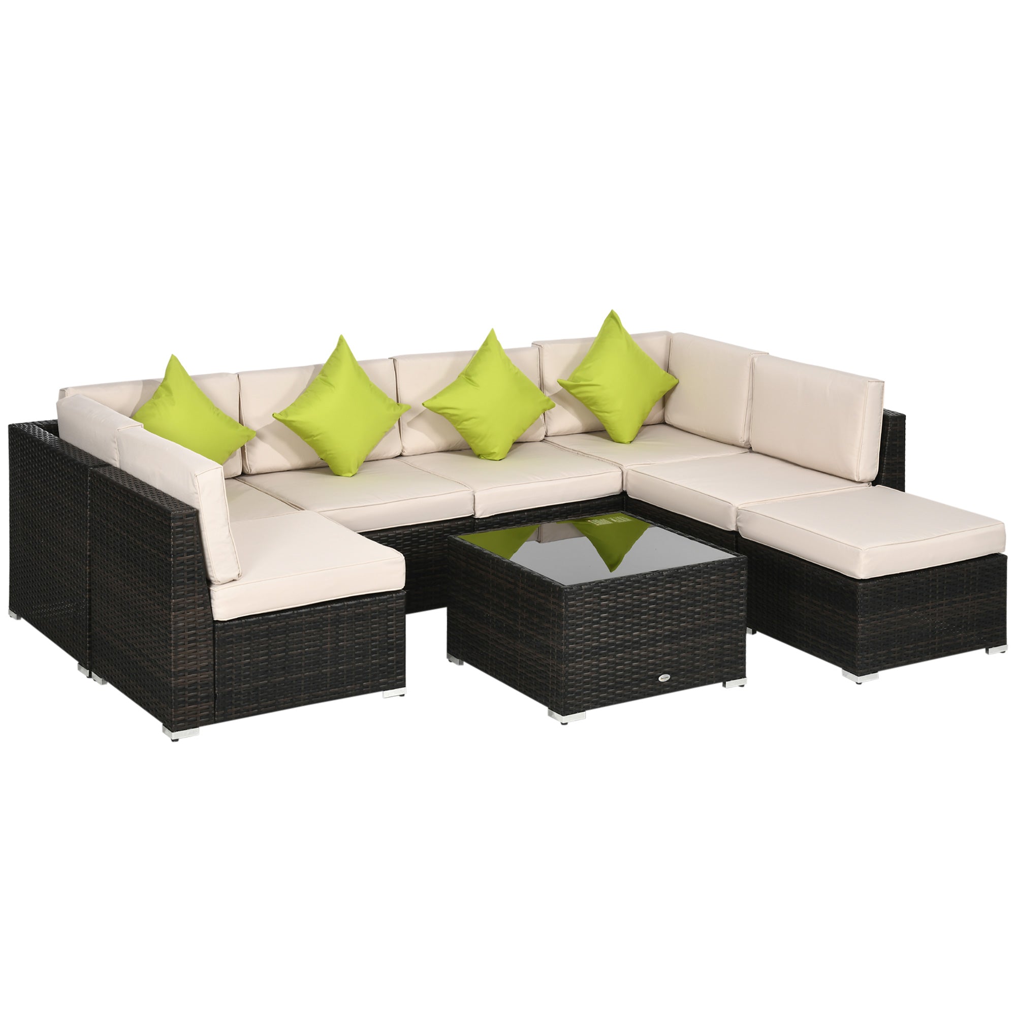 Outsunny 8 Pieces Patio Rattan Sofa Set Garden Furniture Set for Outdoor Brown  | TJ Hughes