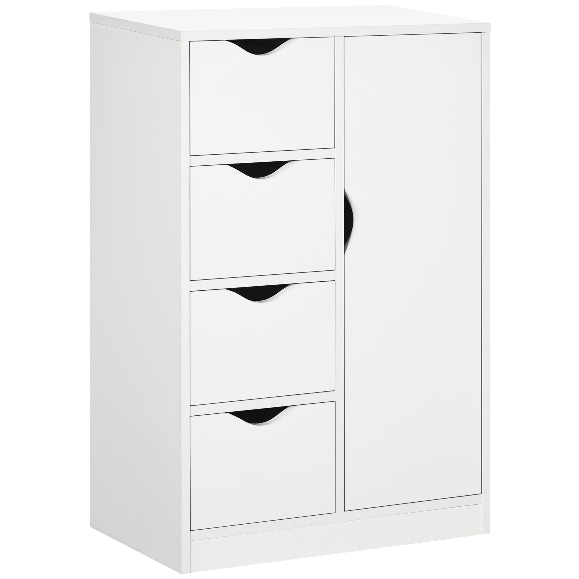 HOMCOM Freestanding Bathroom Cabinet with 4 Drawers and Door Cupboard White  | TJ Hughes