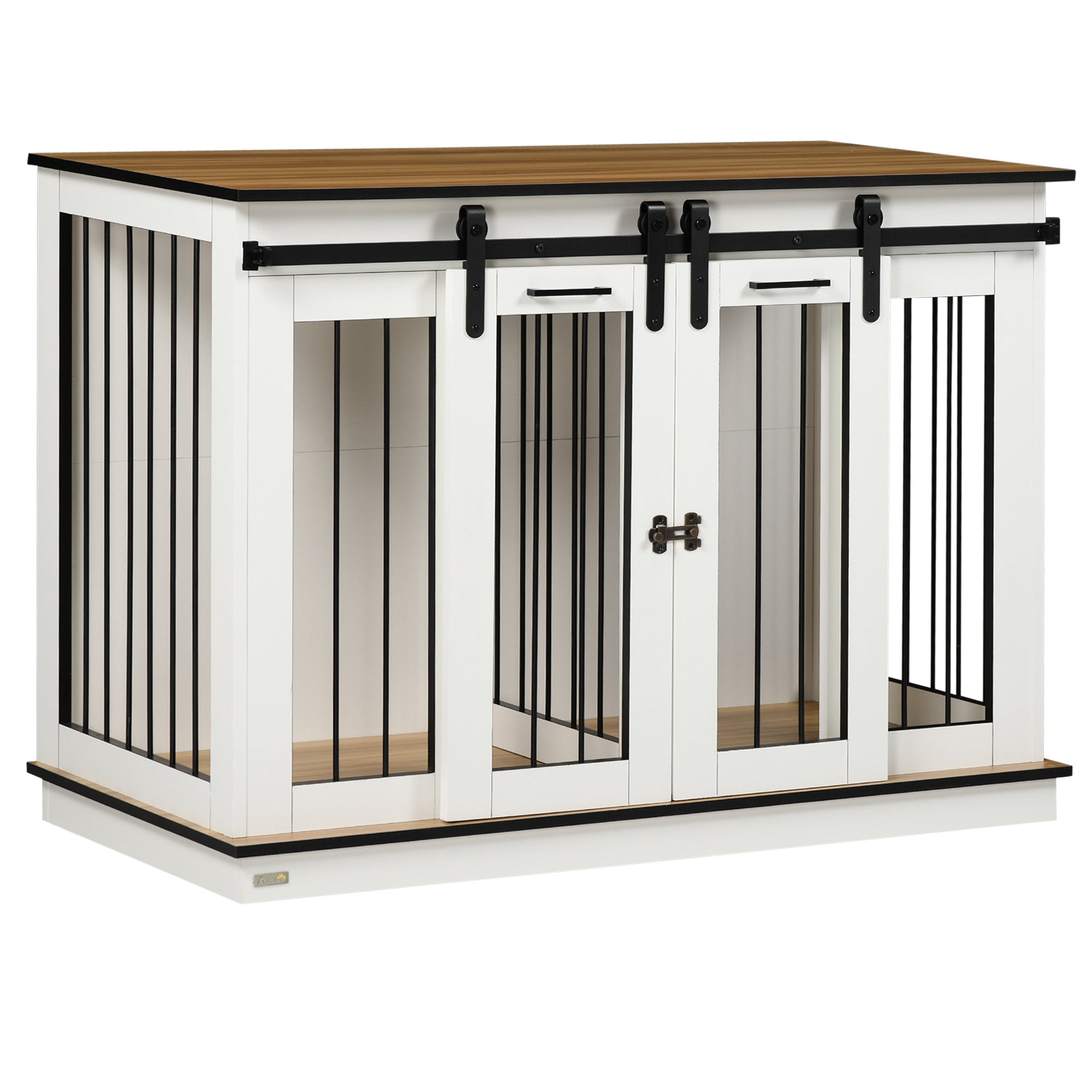 PawHut Dog Crate Furniture for Large Dogs - Double Dog Cage for Small Dogs - White  | TJ Hughes