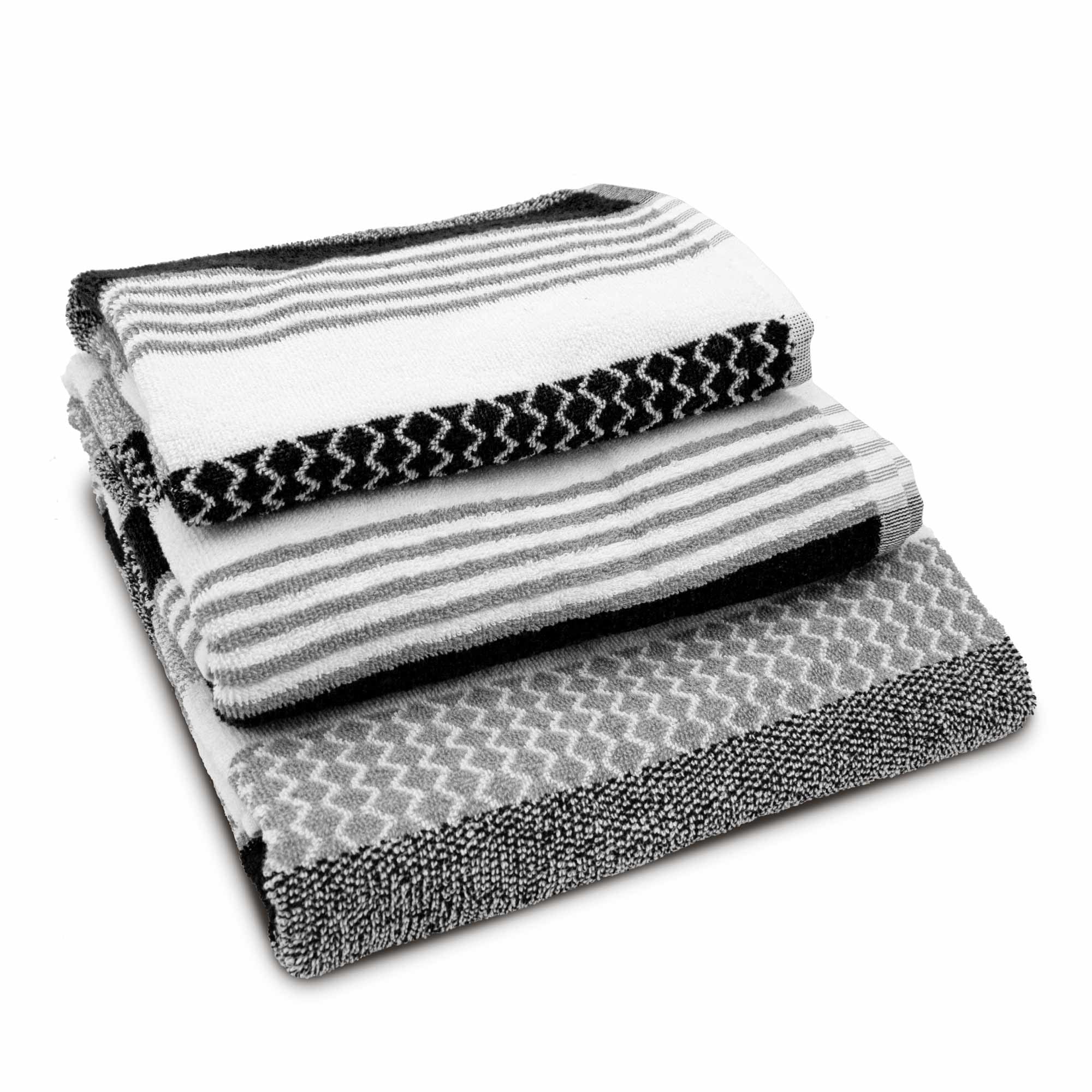 Lewis’s Stripe 100% Cotton Towel - Grey - Bath Towel  | TJ Hughes