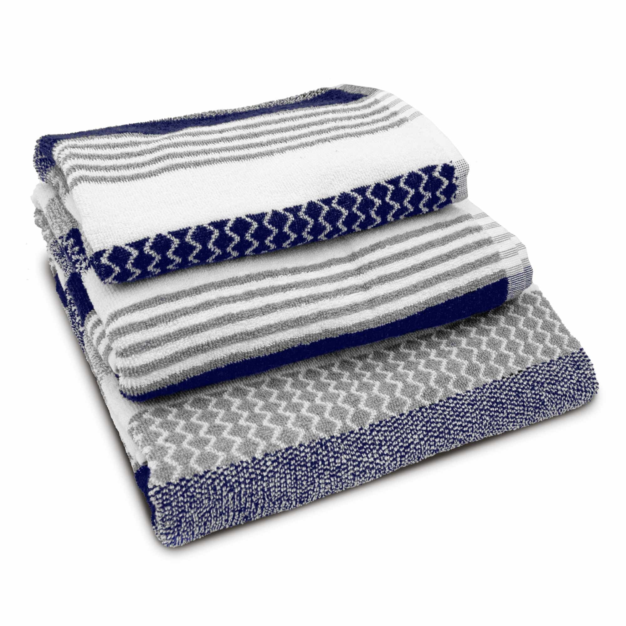 Lewis’s Stripe 100% Cotton Towel - Blue - Hand Towel  | TJ Hughes