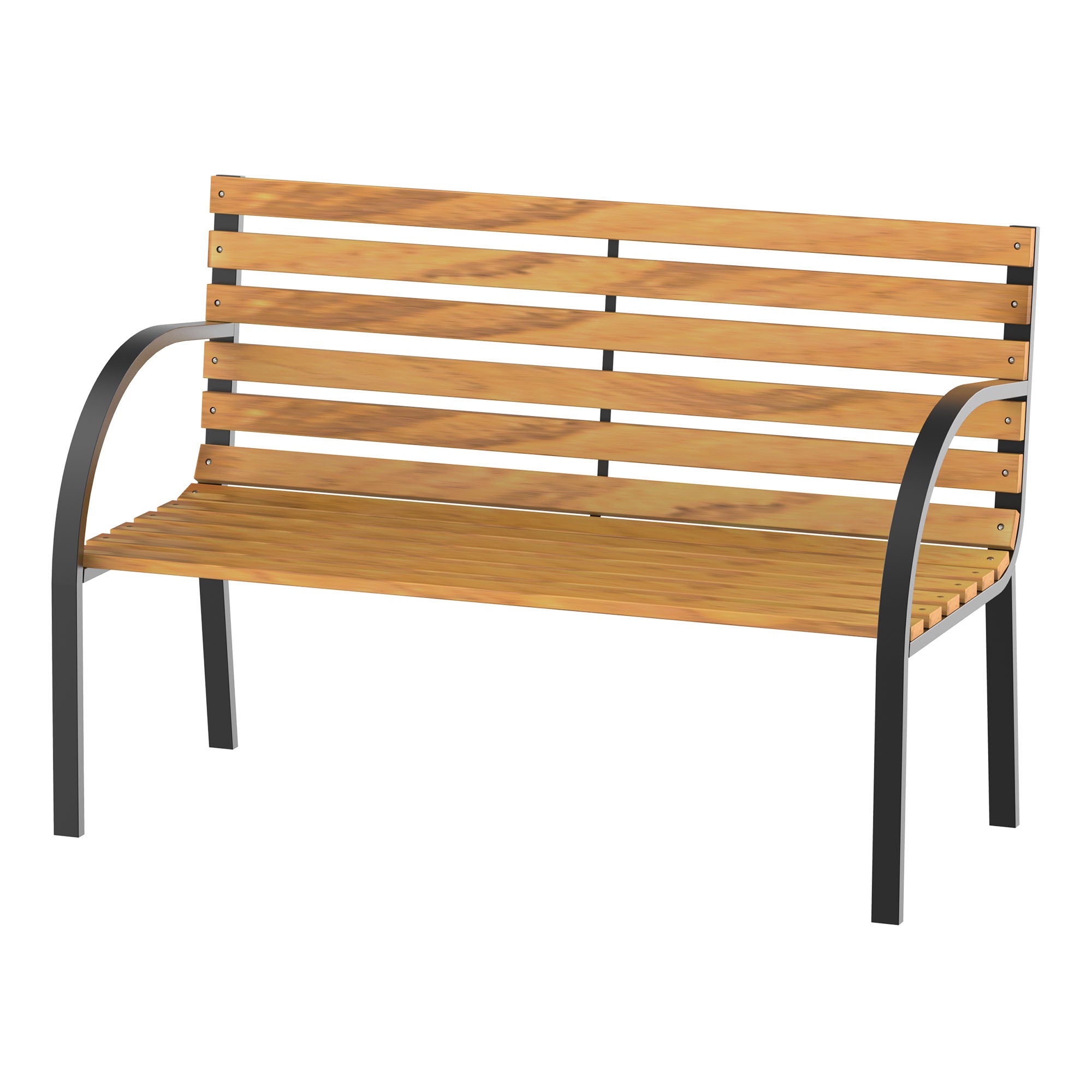 Outsunny 2 Seater Garden Bench Metal Wooden Slatted Seat Backrest Patio Chair  | TJ Hughes