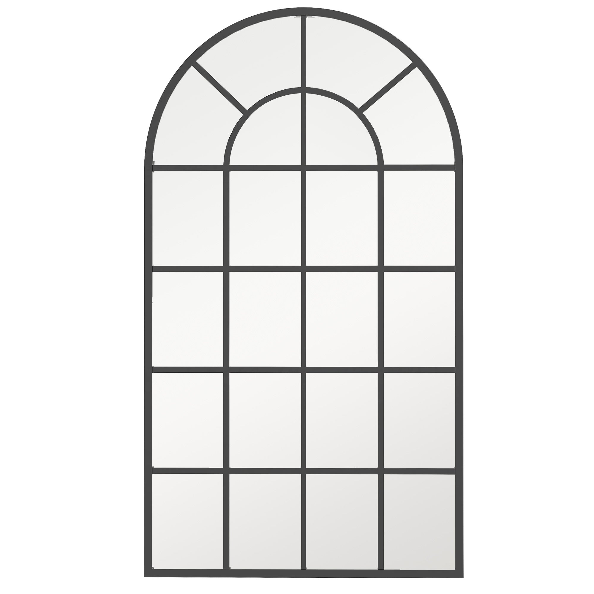 HOMCOM Modern Arched Wall Mirror - 110 x 62 cm Window Mirror for Living Room - Bedroom - Hallway - Black  | TJ Hughes