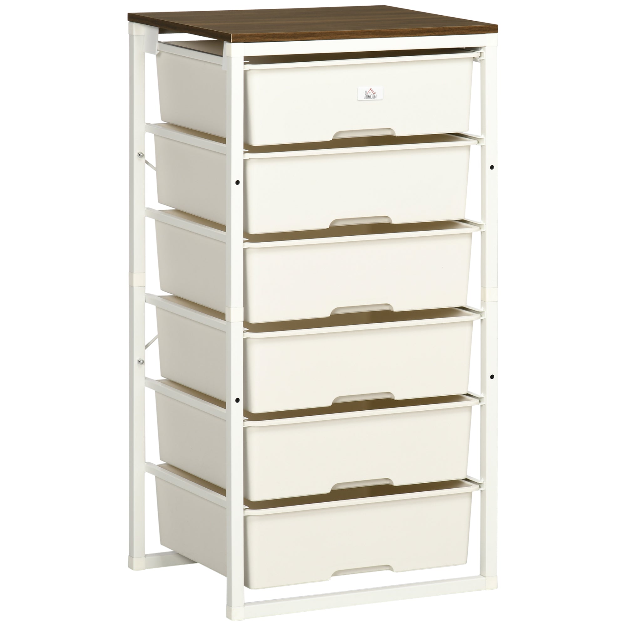 HOMCOM Chest of Drawers - 6 Drawer Unit Storage Chest Bedroom Living Room White  | TJ Hughes