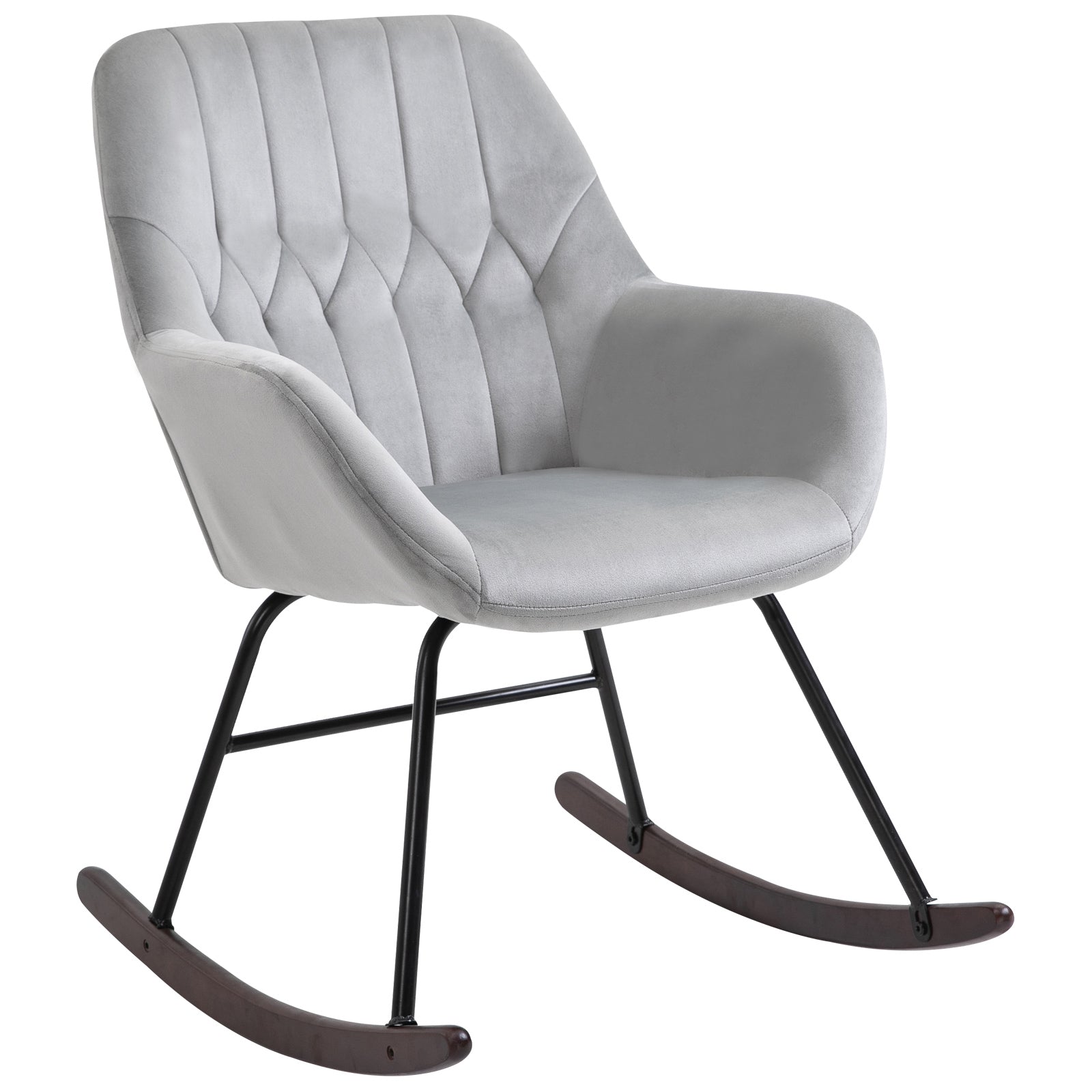 HOMCOM Modern Rocking Armchair with Foam Padding Metal Frame Home Office Grey  | TJ Hughes
