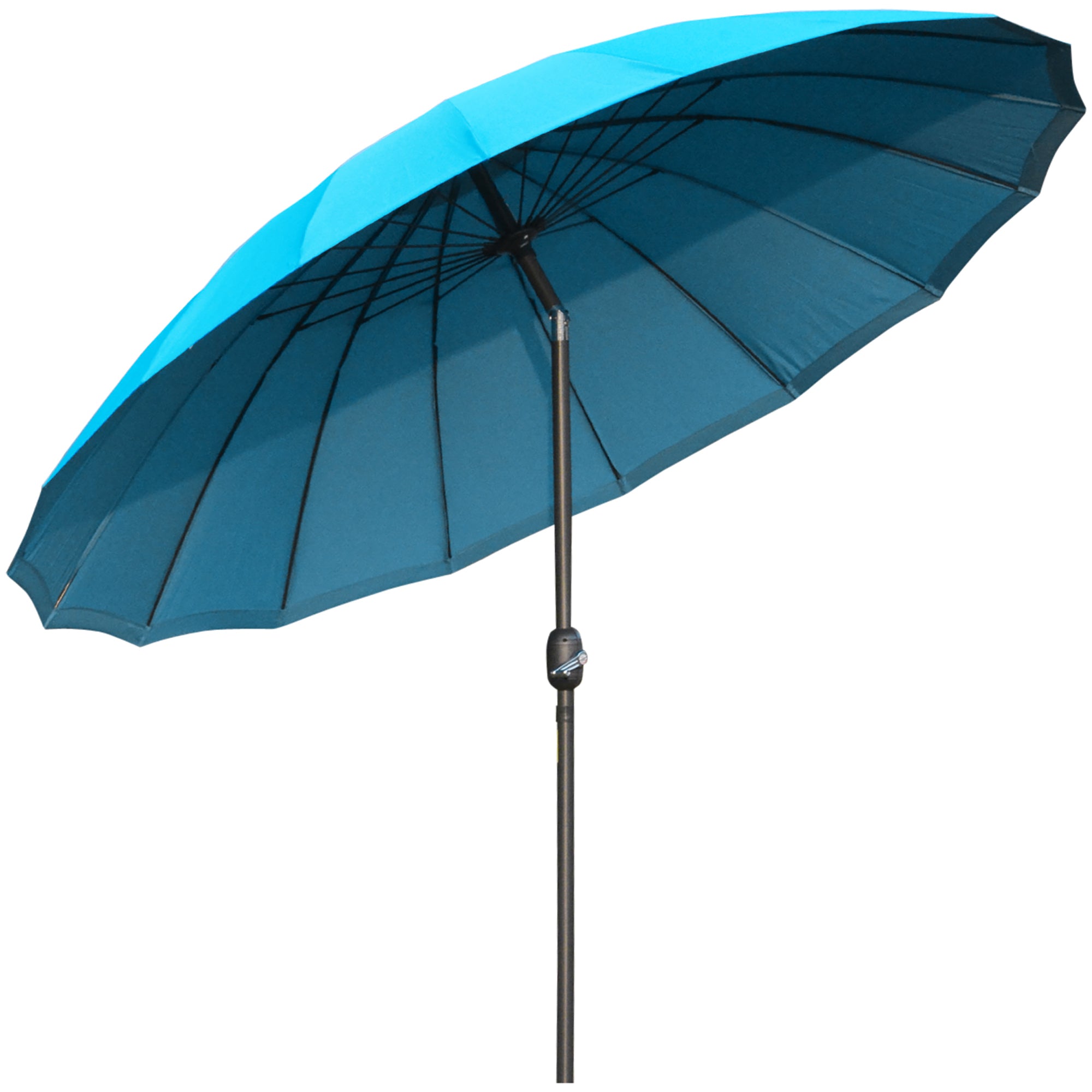 Outsunny 2.6m Round Curved Adjustable Parasol Sun Umbrella Metal Pole Turquoise  | TJ Hughes