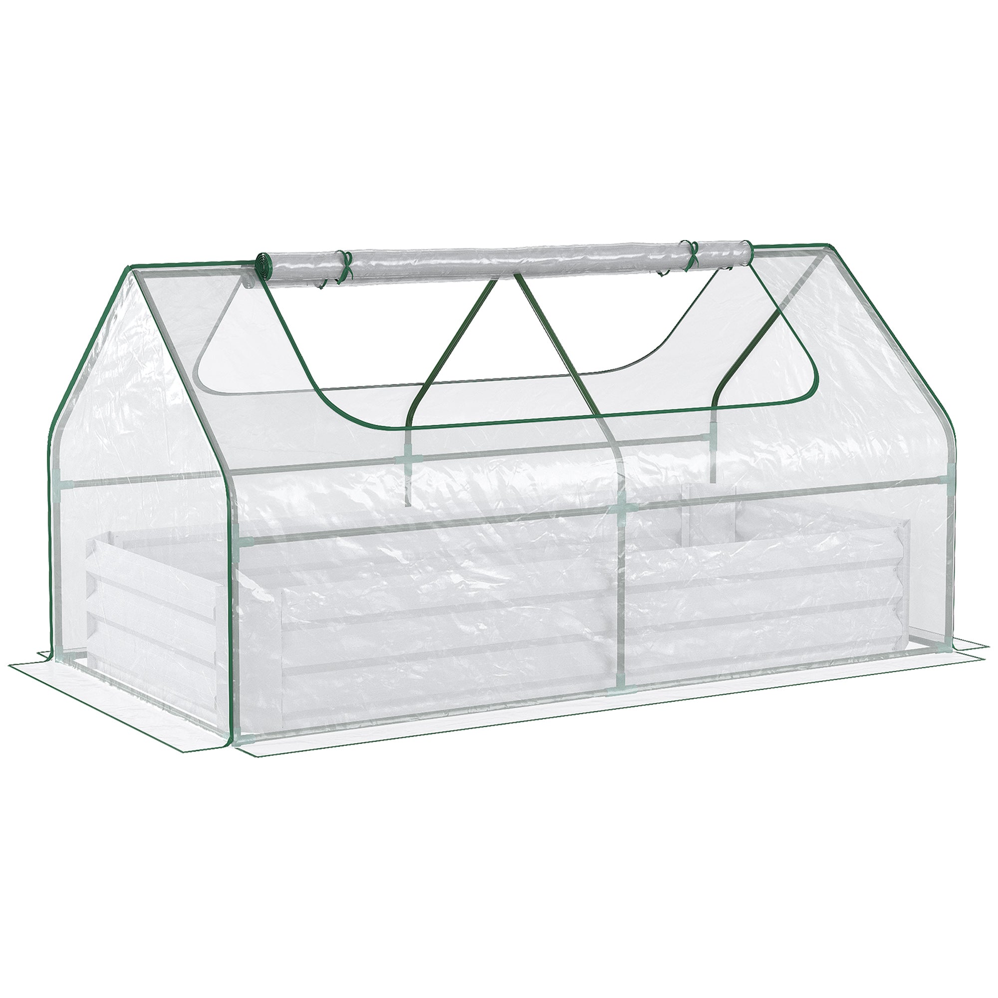 Outsunny Raised Garden Bed Planter Box with Greenhouse - Large Window - Clear  | TJ Hughes