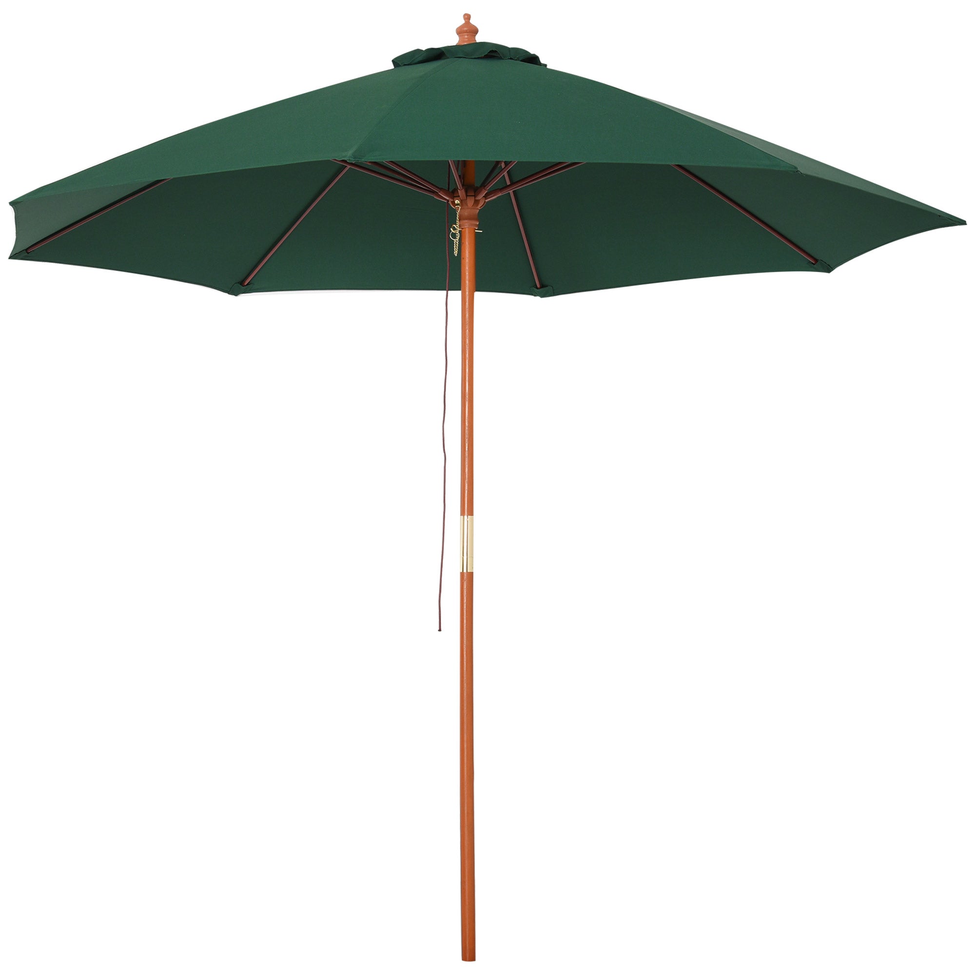 Outsunny 2.5m Wooden Garden Parasol Outdoor Umbrella Canopy w/ Vent Green  | TJ Hughes