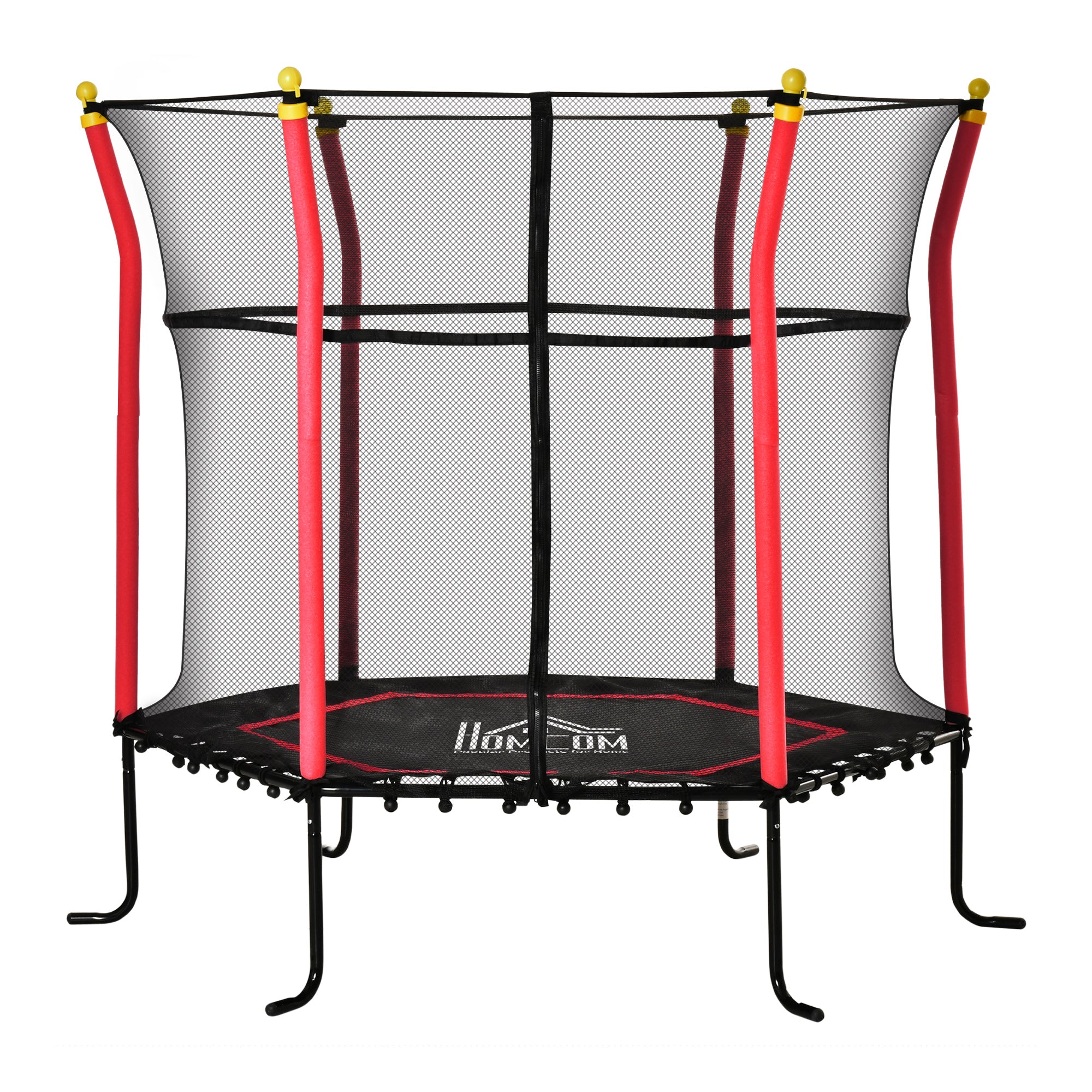 HOMCOM 5.2FT Kids Trampoline With Enclosure Indoor Outdoor for 3-10 Years Red  | TJ Hughes