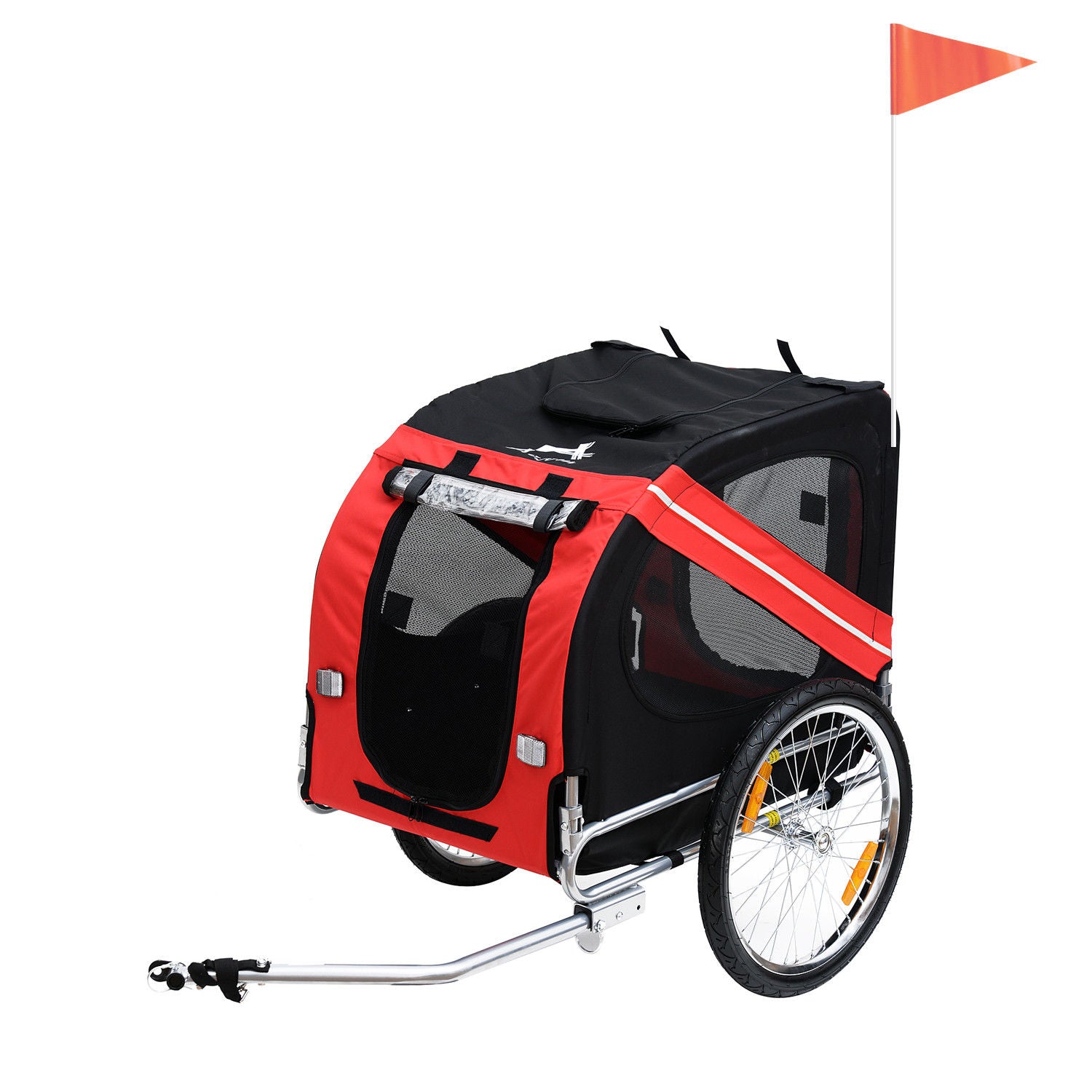 PawHut Pet Bicycle Trailer Dog Cat Bike Carrier Water Resistant Red Outdoor