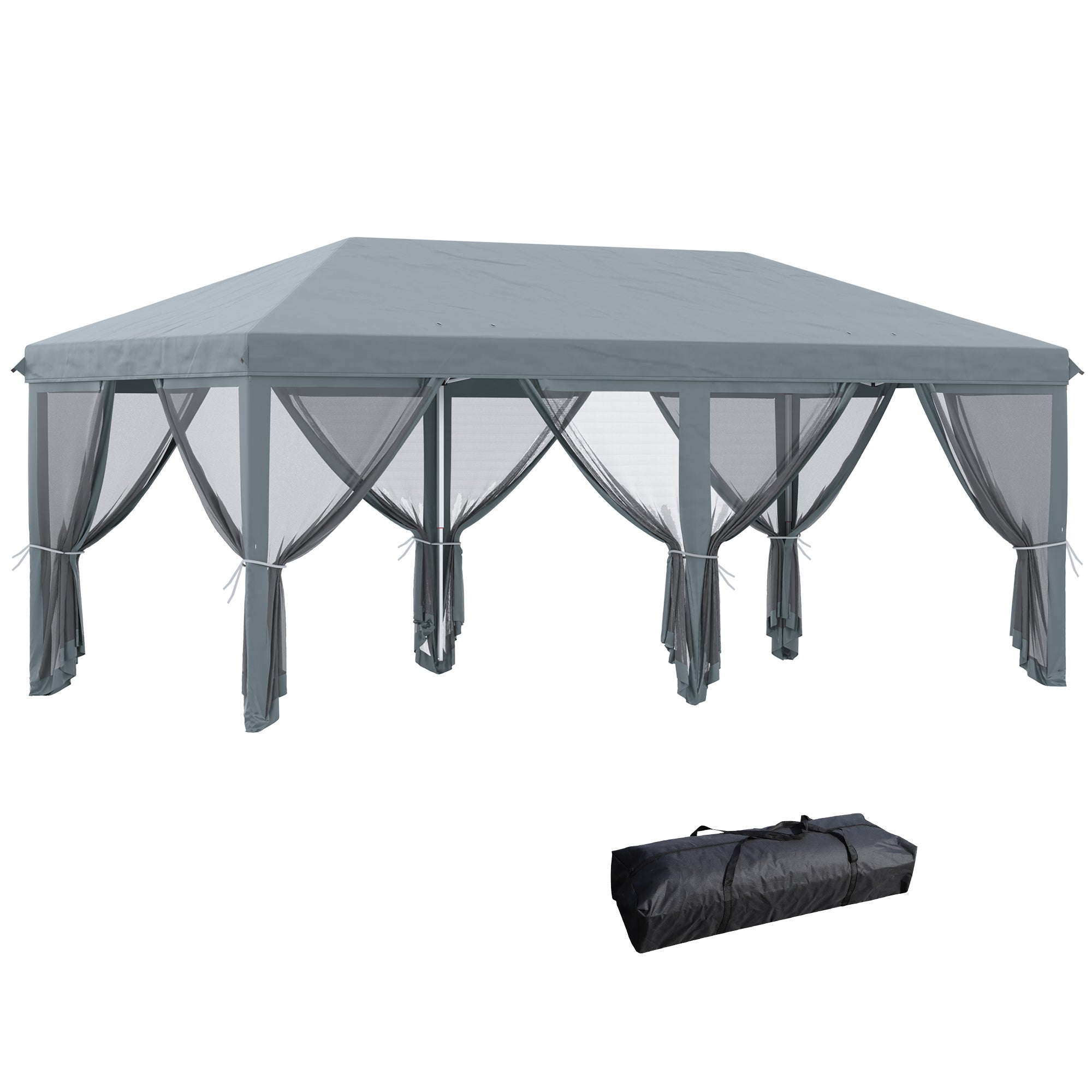 Outsunny 6 x 3m Pop Up Party Tent Canopy with 6 Removable Sidewalls Grey  | TJ Hughes