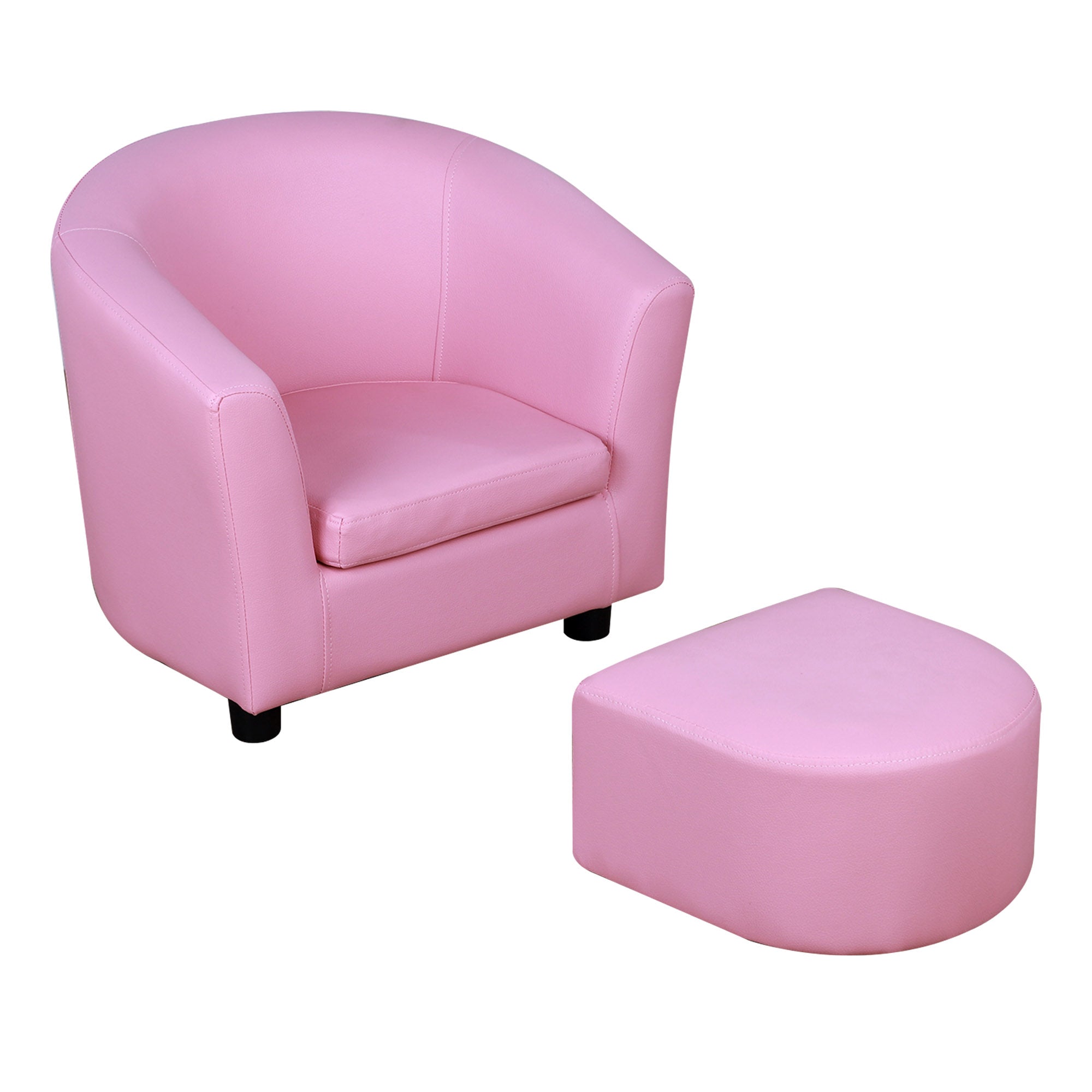 HOMCOM Kids Mini Sofa Children Armchair with Ottoman for Bedroom Playroom Pink  | TJ Hughes