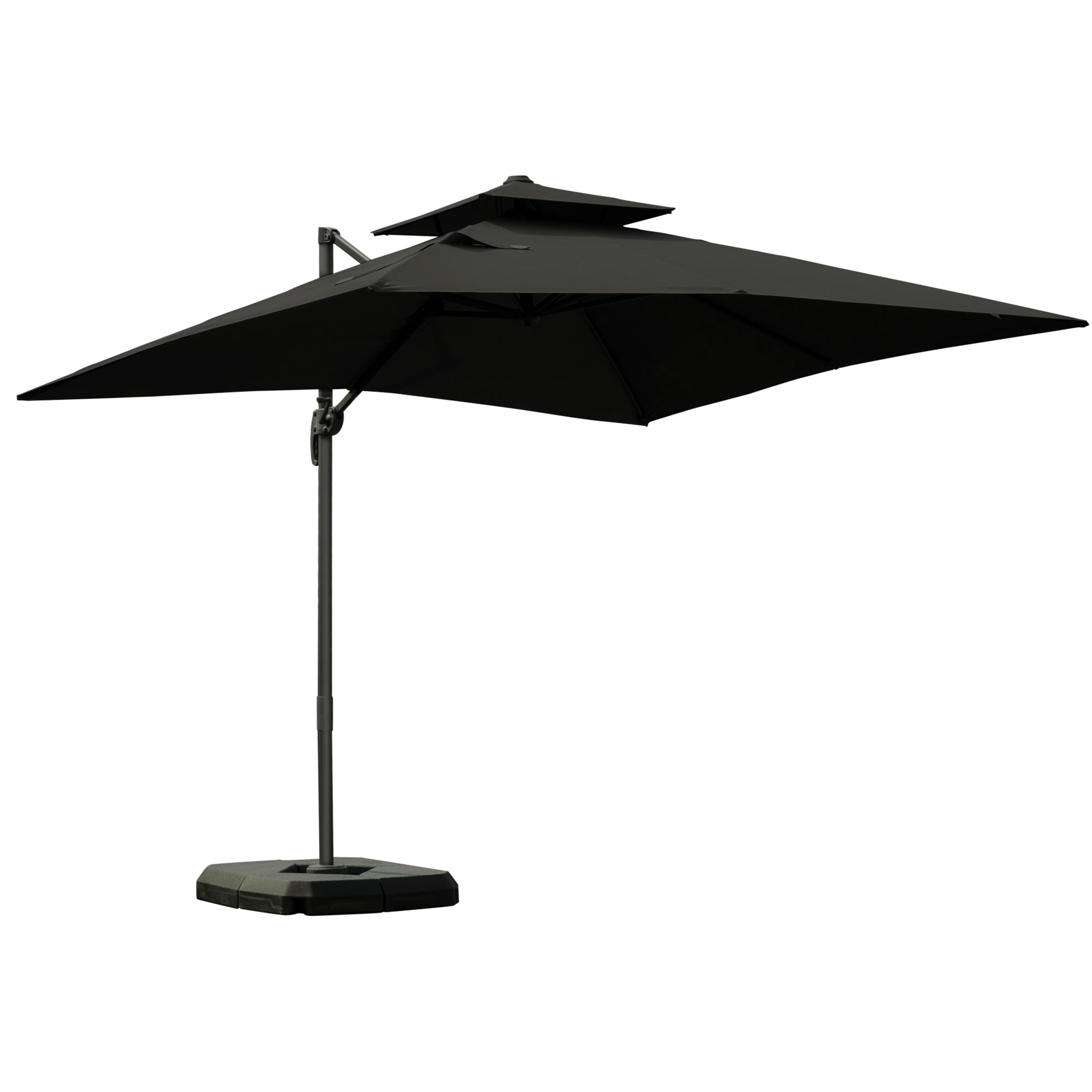 Outsunny 360deg Cantilever Parasol Roma Umbrella w/ Base Weights - Cover - Dark Grey  | TJ Hughes
