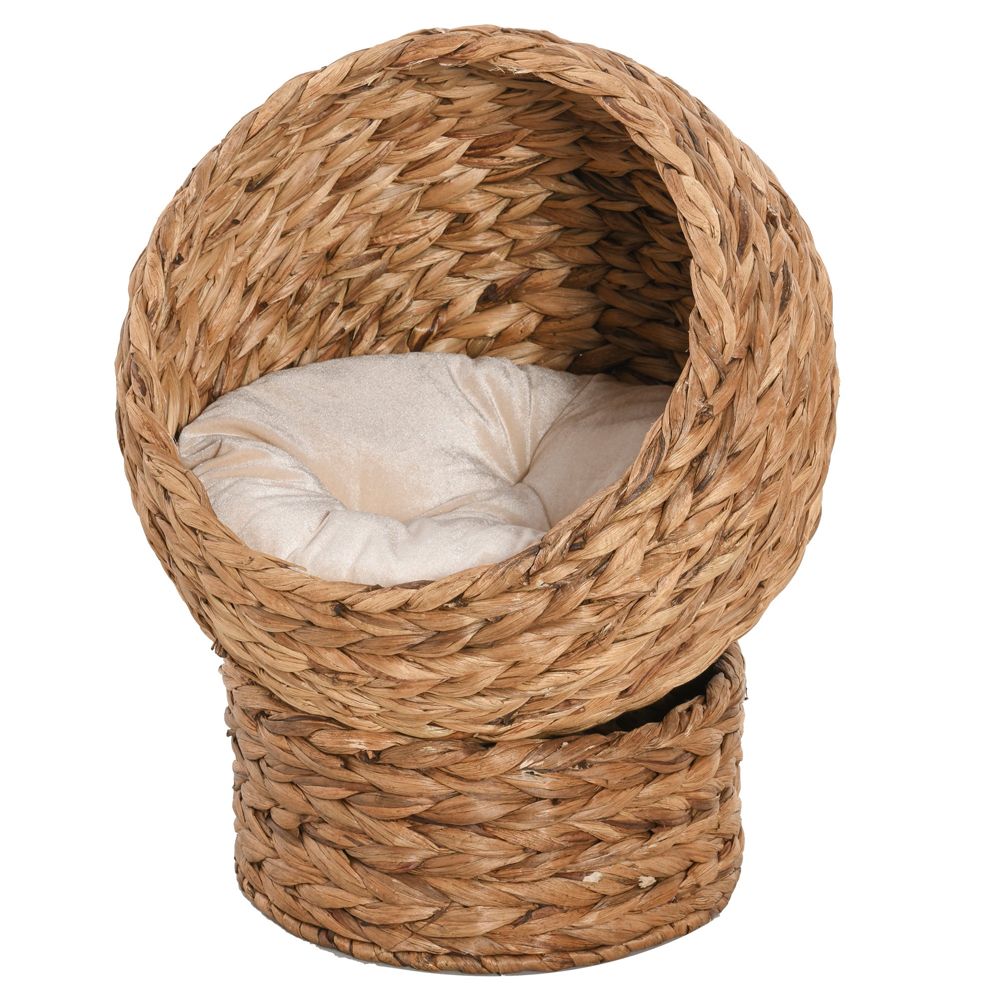 PawHut Wicker Cat House - Raised Cat Bed with Cylindrical Base - 50 x 42 x 60 cm  | TJ Hughes