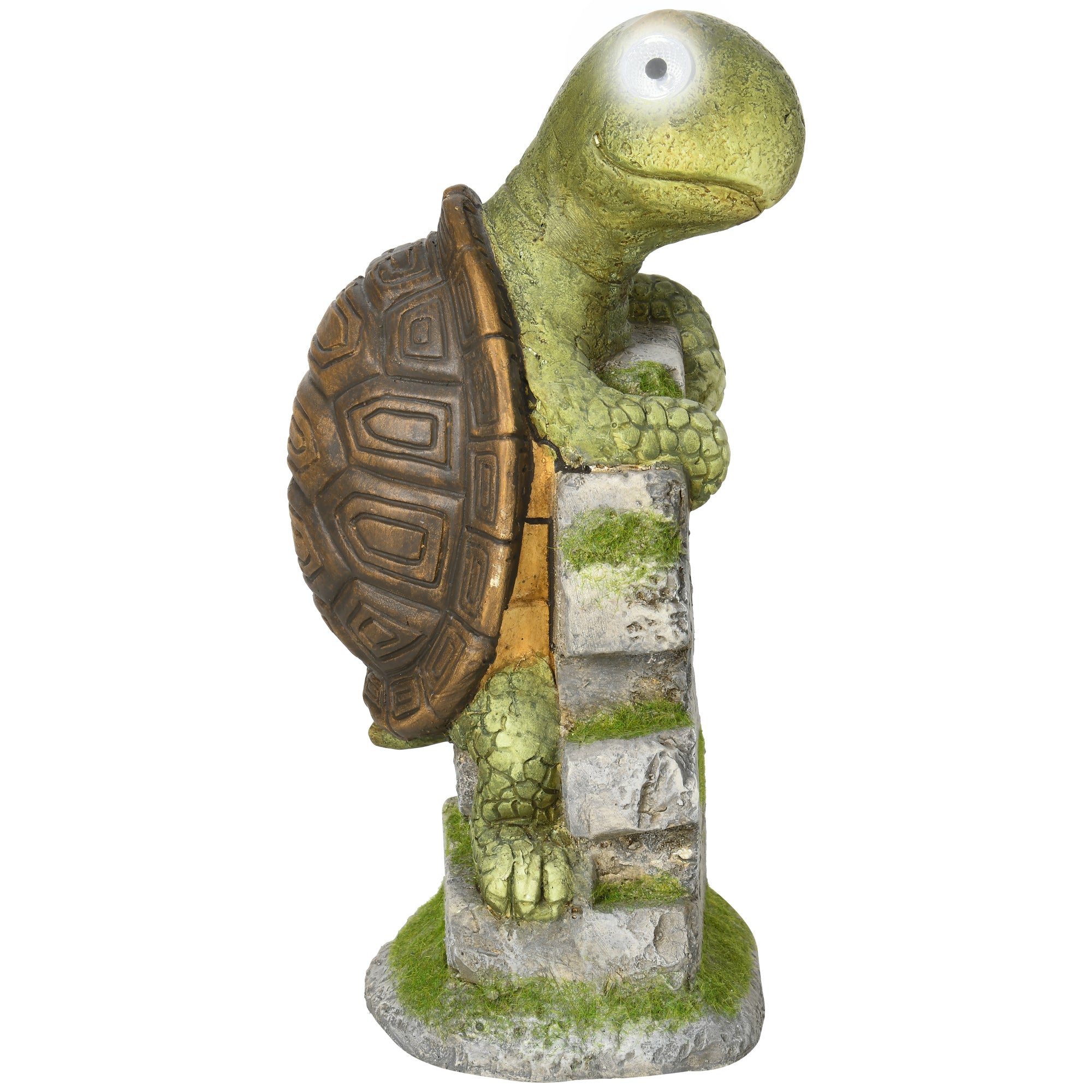 Outsunny Vivid Garden Statue Tortoise Sculpture with Solar-powered LED Light  | TJ Hughes