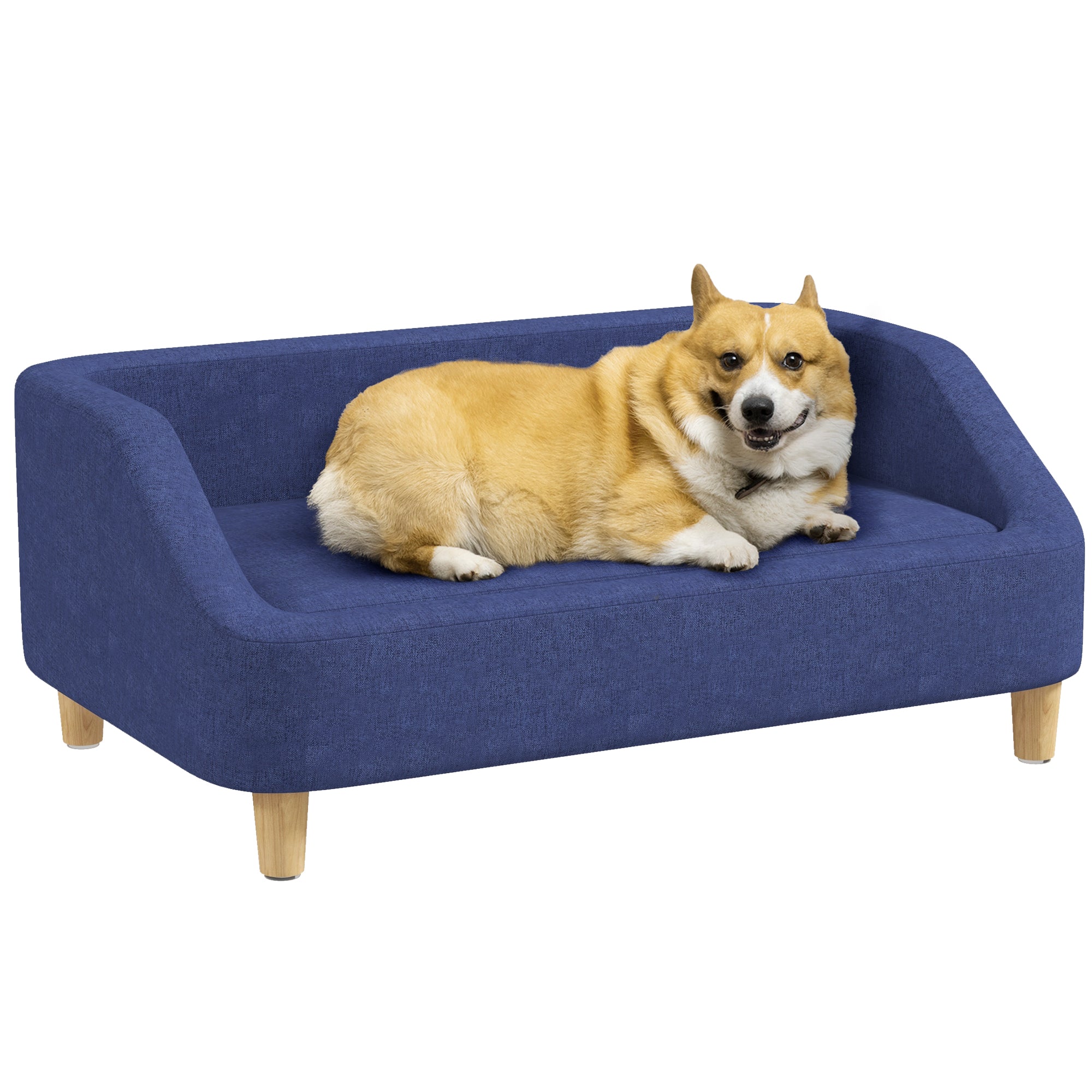 PawHut Dog Sofa Bed Cat Sofa w/ Soft Cushion for Small Medium Large Dogs Blue  | TJ Hughes White