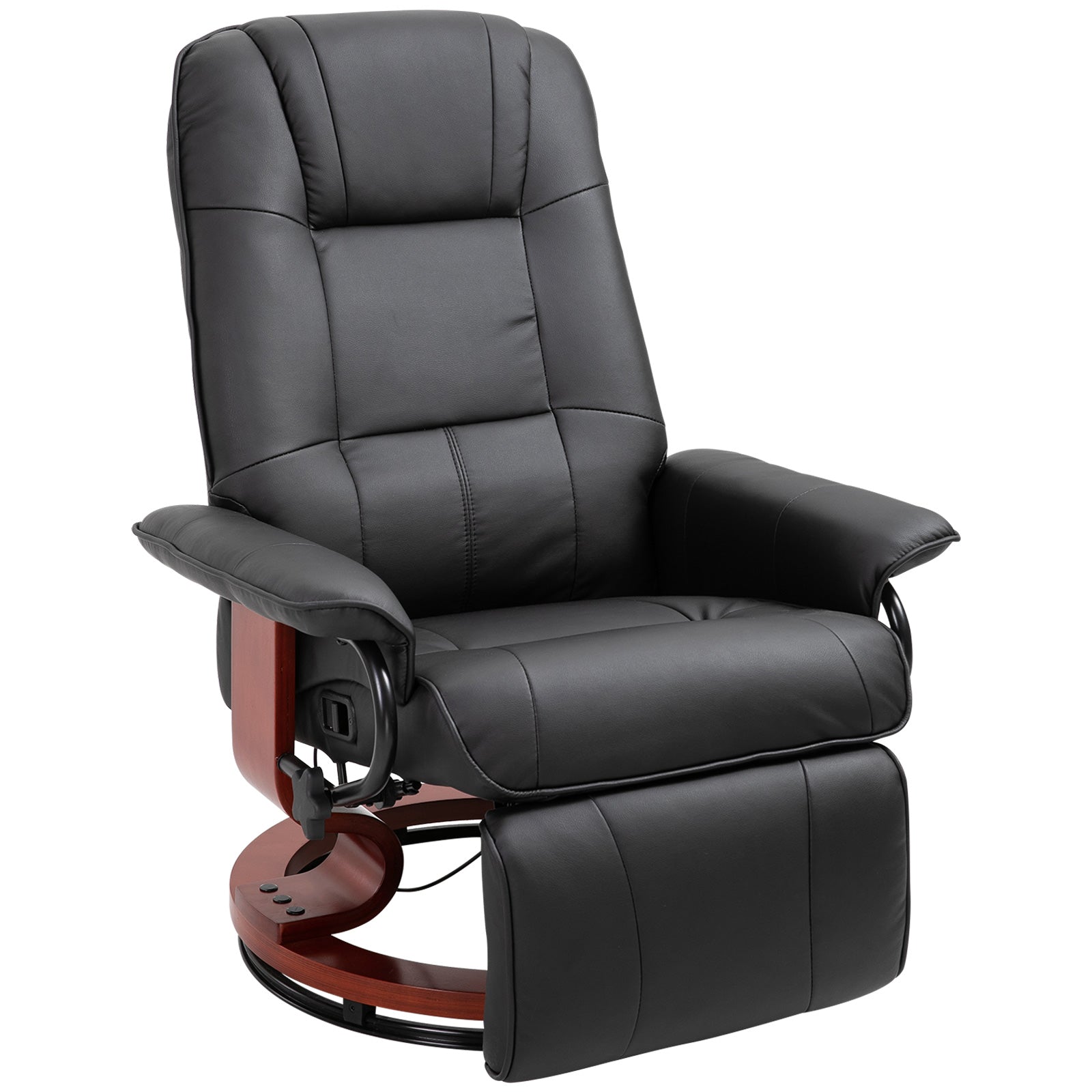 HOMCOM Ergonomic Office Recliner Sofa Chair PU Leather Armchair Lounger Black  | TJ Hughes