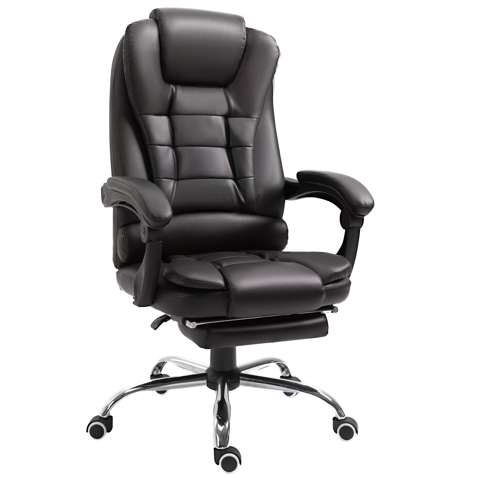 HOMCOM PU Leather Executive Office Chair with Retractable Footrest - Brown  | TJ Hughes