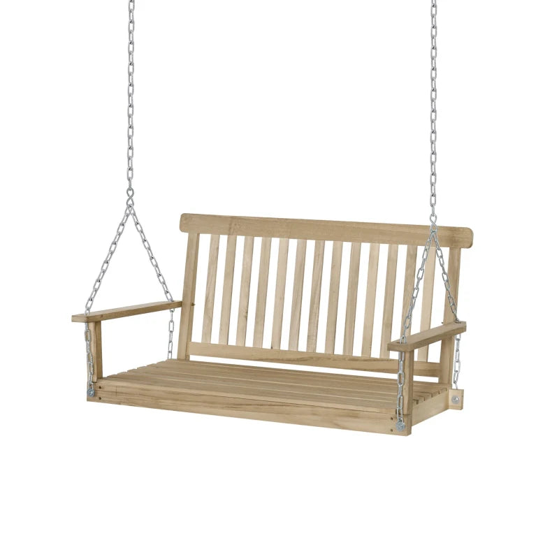 Outsunny-2 Seater Hanging Swing Bench - Wood  | TJ Hughes Outsunny