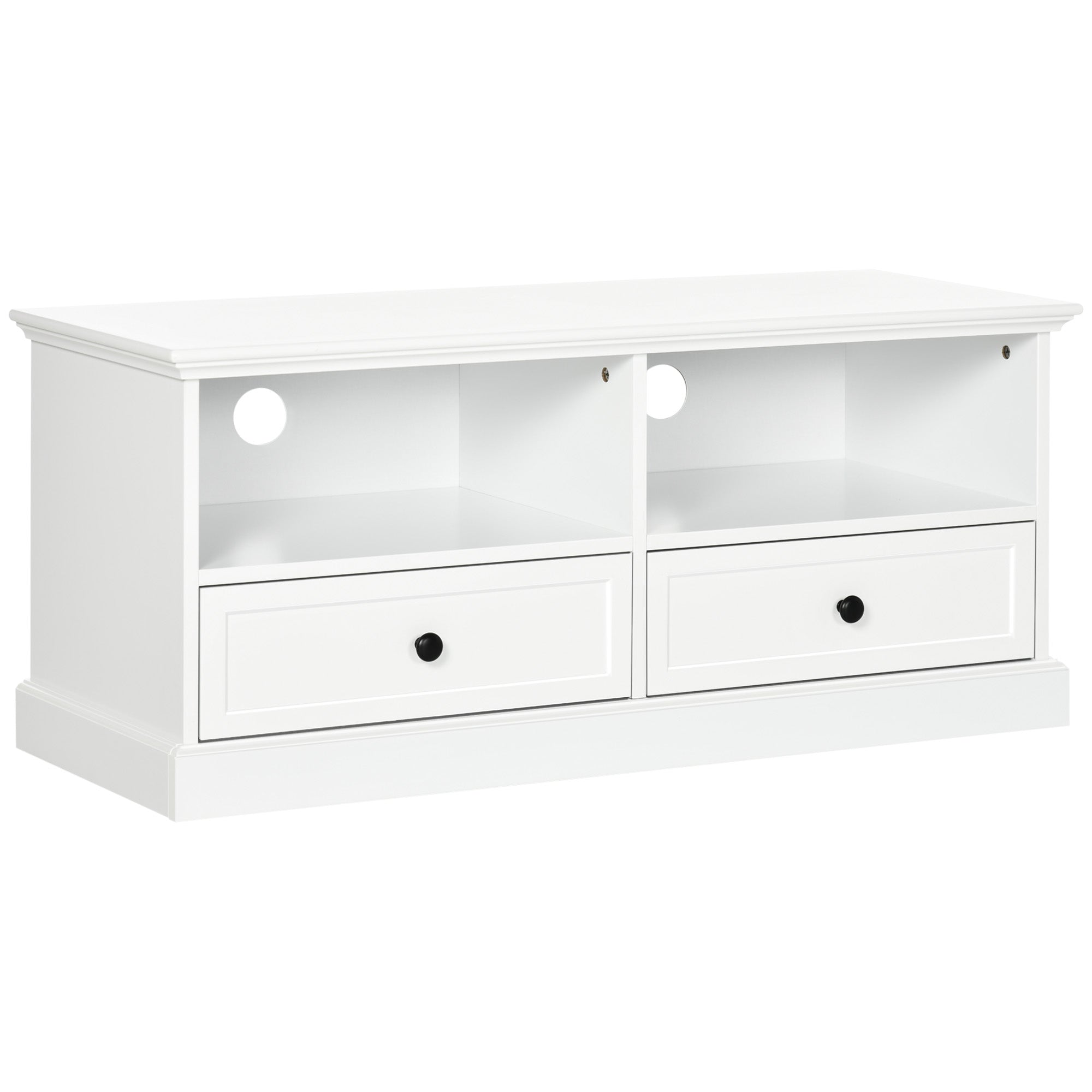 HOMCOM TV Stand with Drawers Shelves and Cable Management - for 45" TVs - White  | TJ Hughes