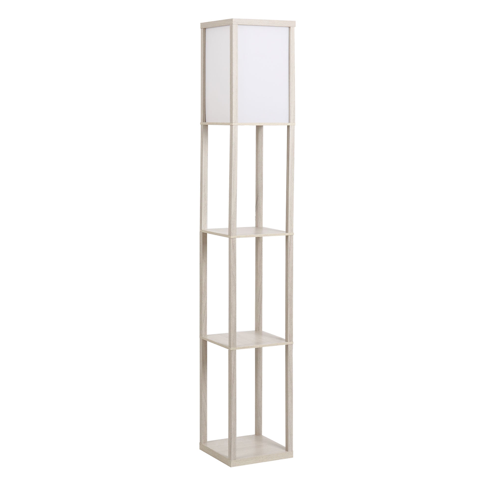 HOMCOM Floor Lamp Reading Lamp with 3-Tier Storage Shelf for Home Office Oak  | TJ Hughes