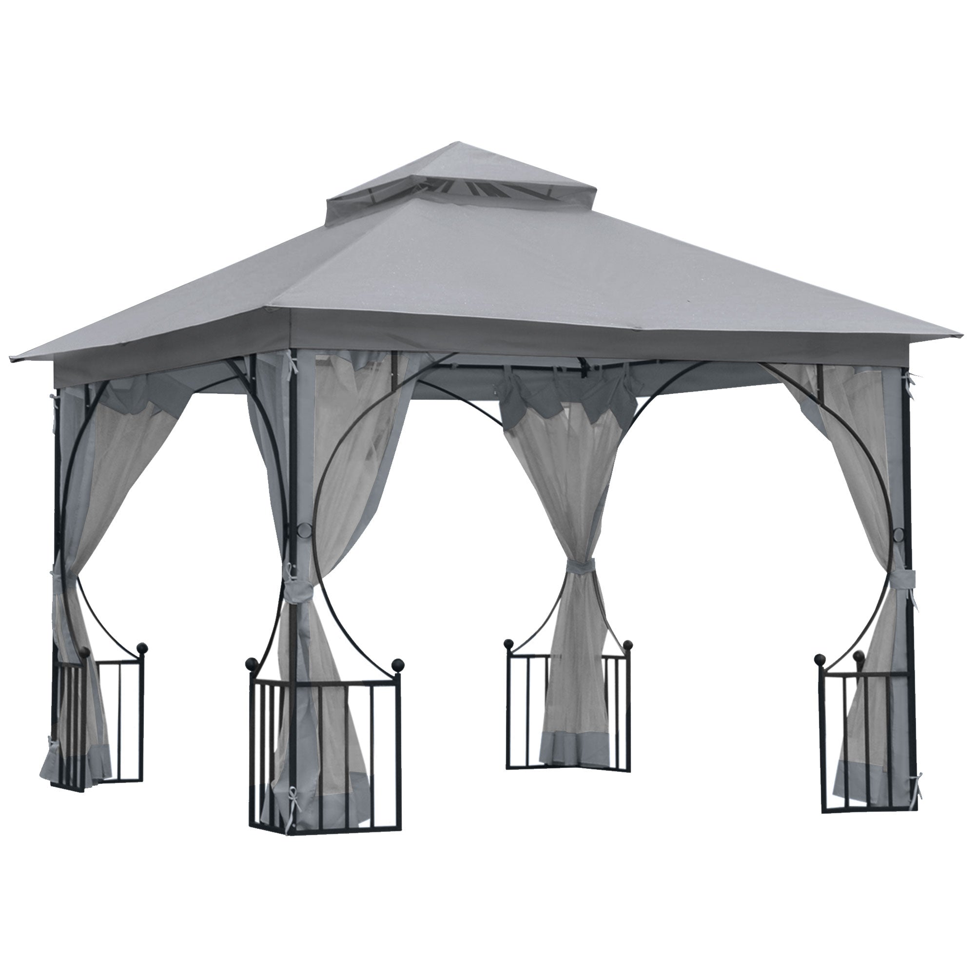 Outsunny Gazebo Party Tent Canopy Sun Shade for Patio Garden Light Grey 3x3(m)  | TJ Hughes