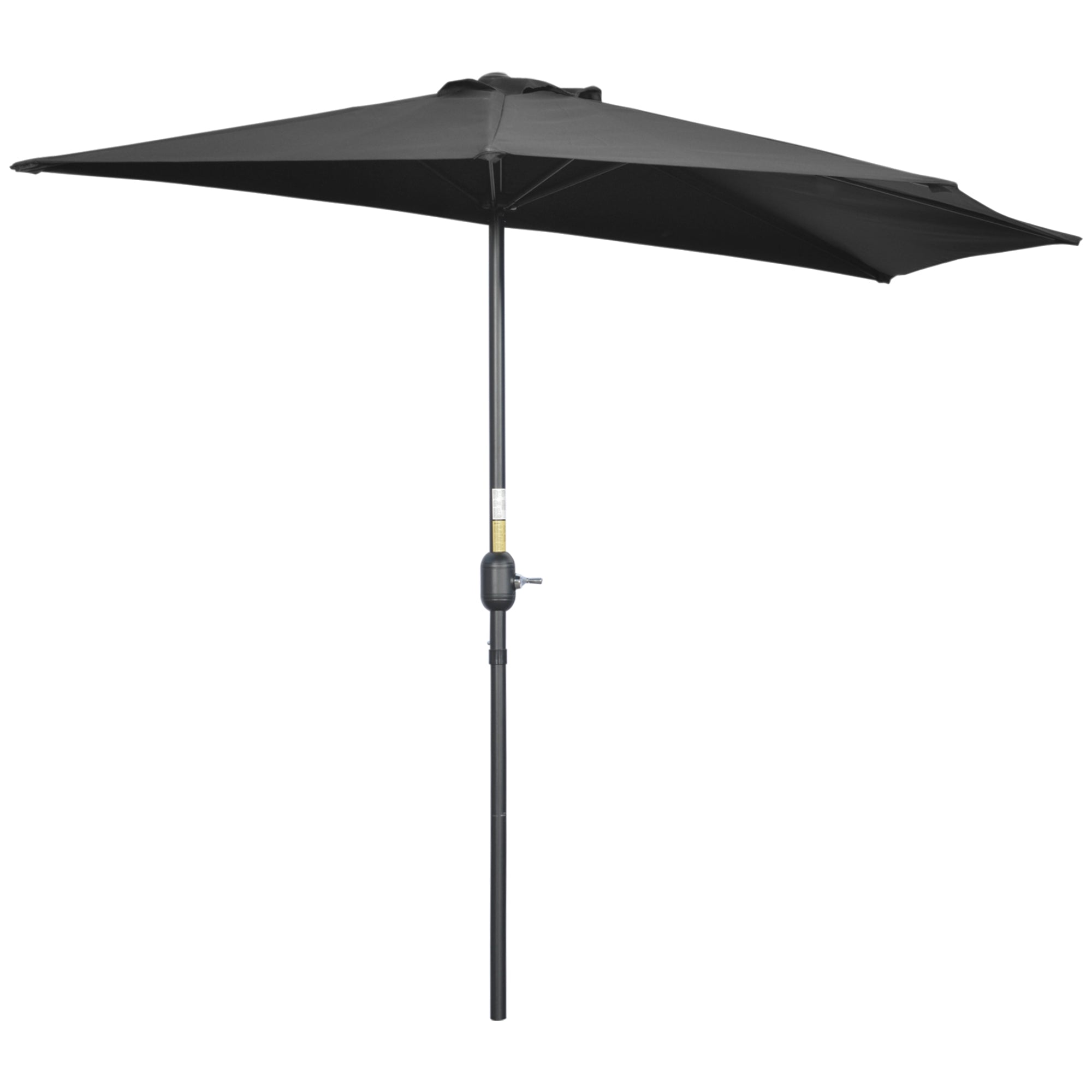 Outsunny 3 (m) Metal Frame Garden Furniture Parasol Half Round Umbrella Black  | TJ Hughes
