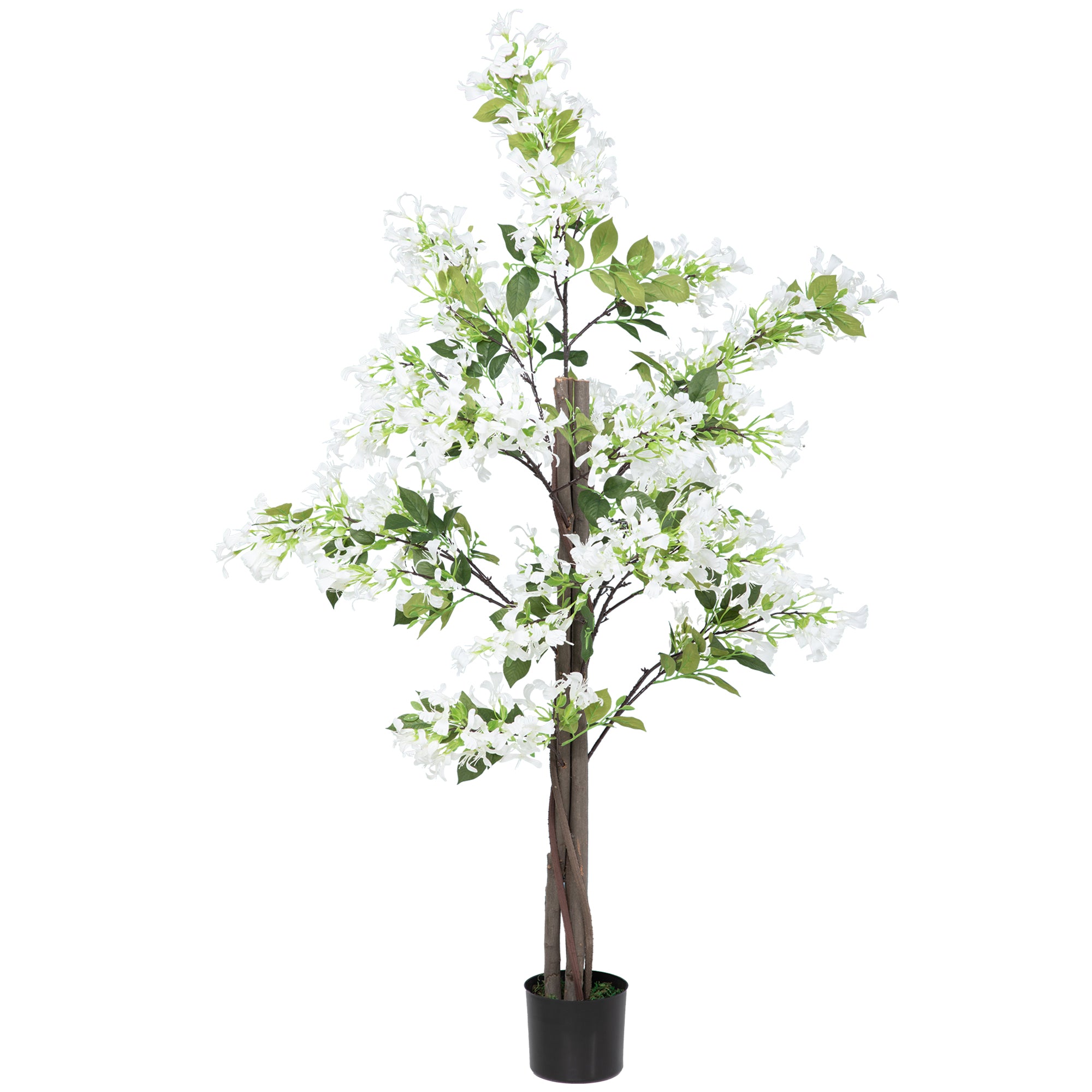 HOMCOM Potted Artificial Plants Honeysuckle Flower for Indoor Outdoor - White  | TJ Hughes