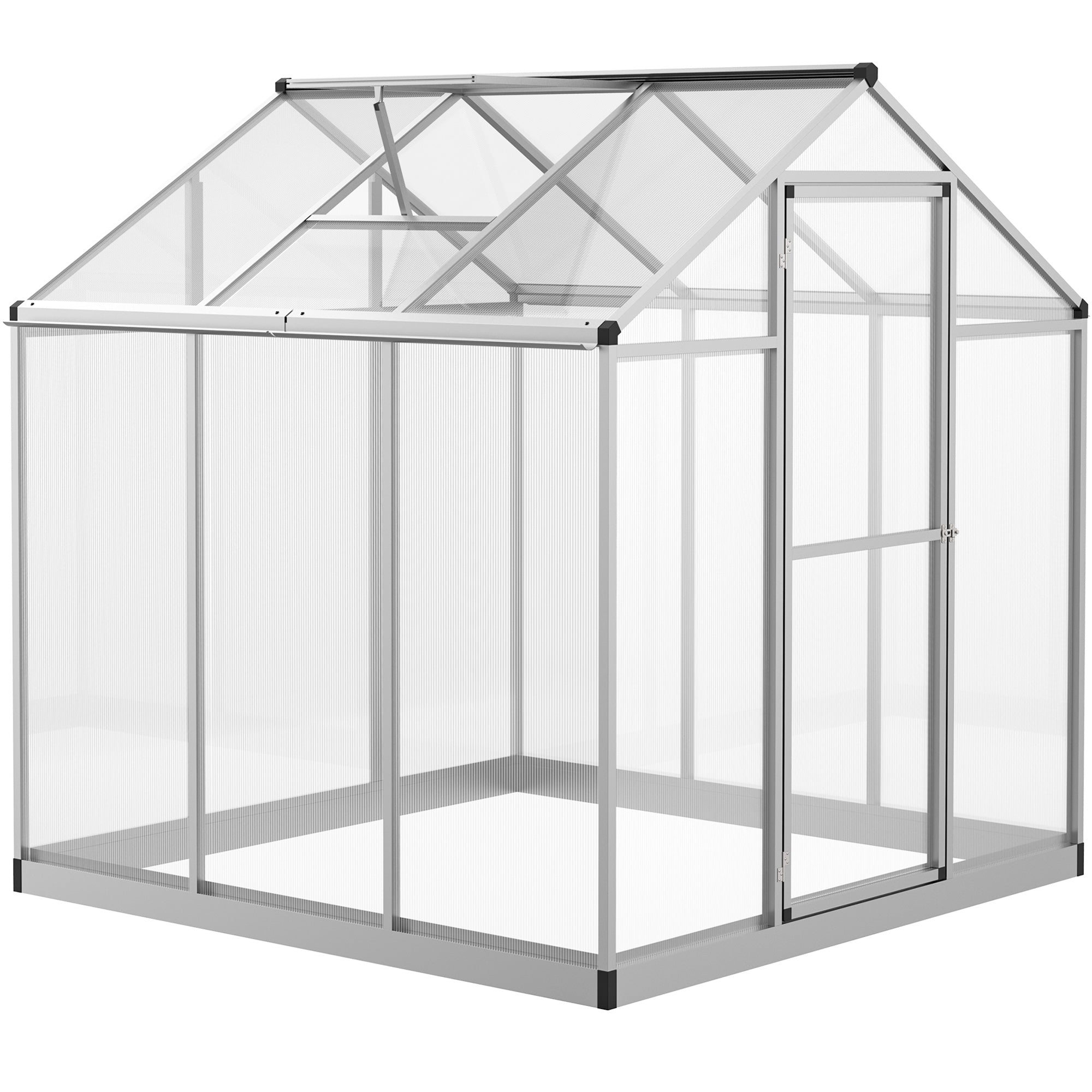 Outsunny 6x6ft Aluminium Greenhouse with/ Door Window Galvanized Base PC Panel  | TJ Hughes