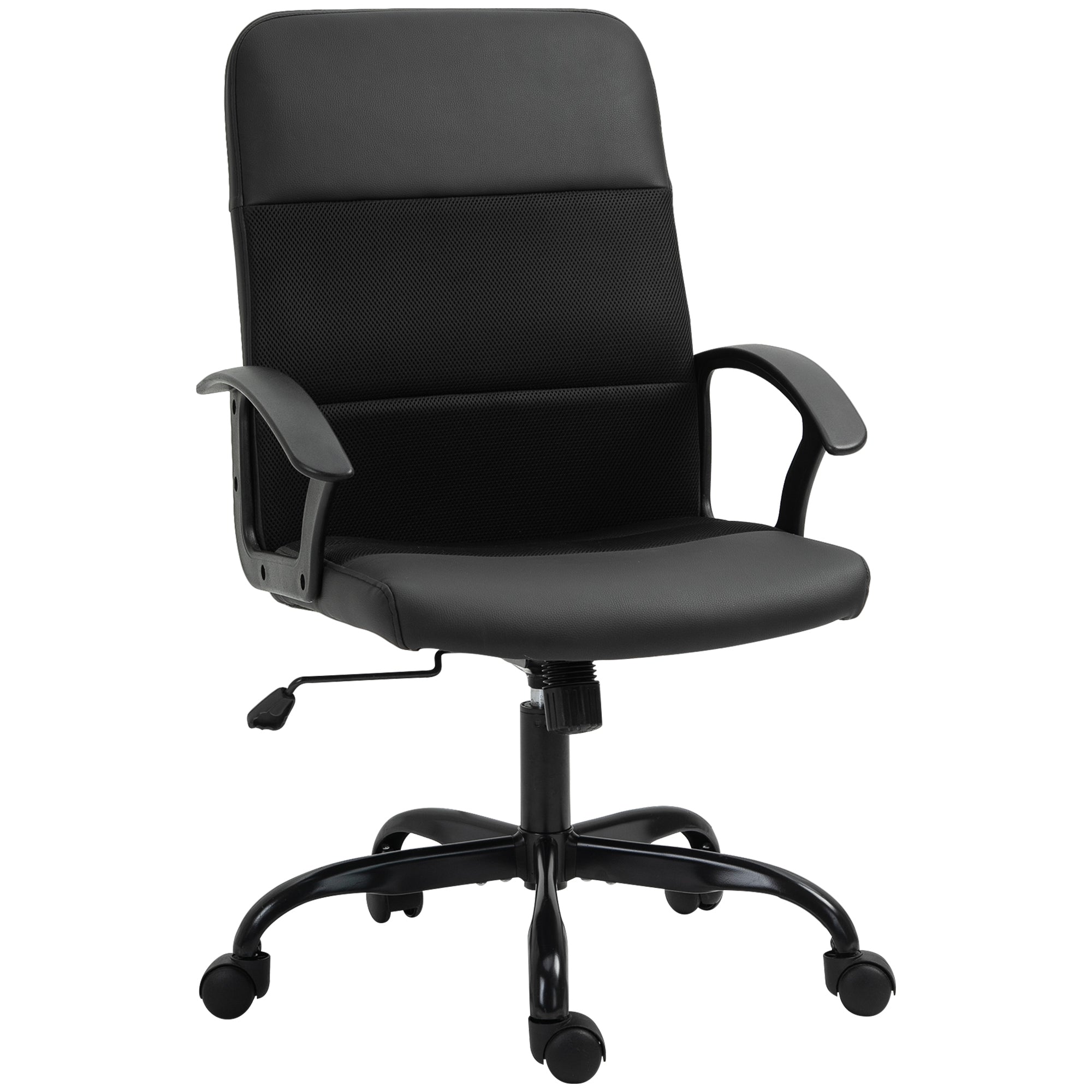 Vinsetto PVC Leather & Mesh Panel Office Chair Swivel Seat w/ Padding Ergonomic  | TJ Hughes