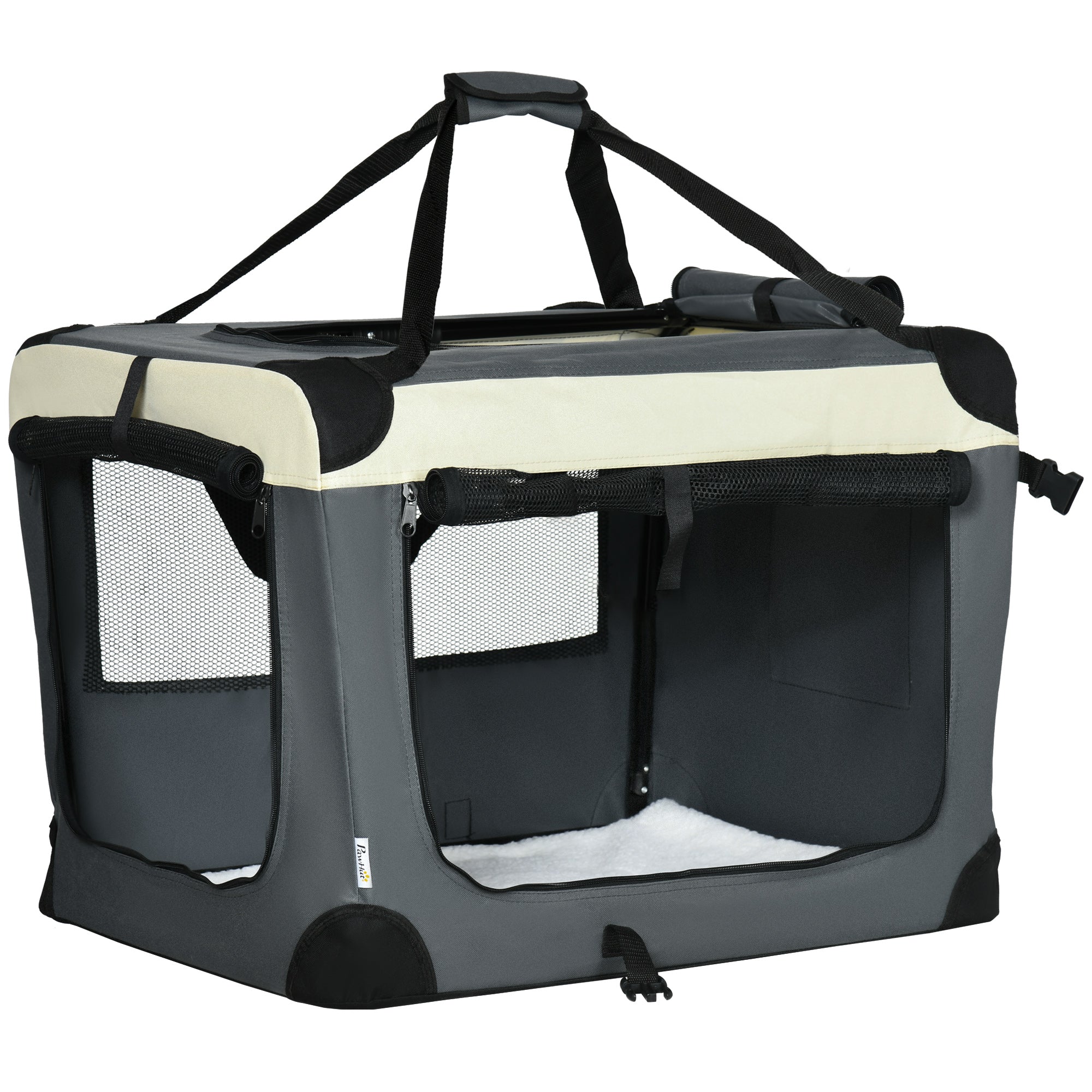 PawHut 70cm Foldable Pet Carrier Bag Soft Travel Dog Crate for Small Dogs Grey  | TJ Hughes