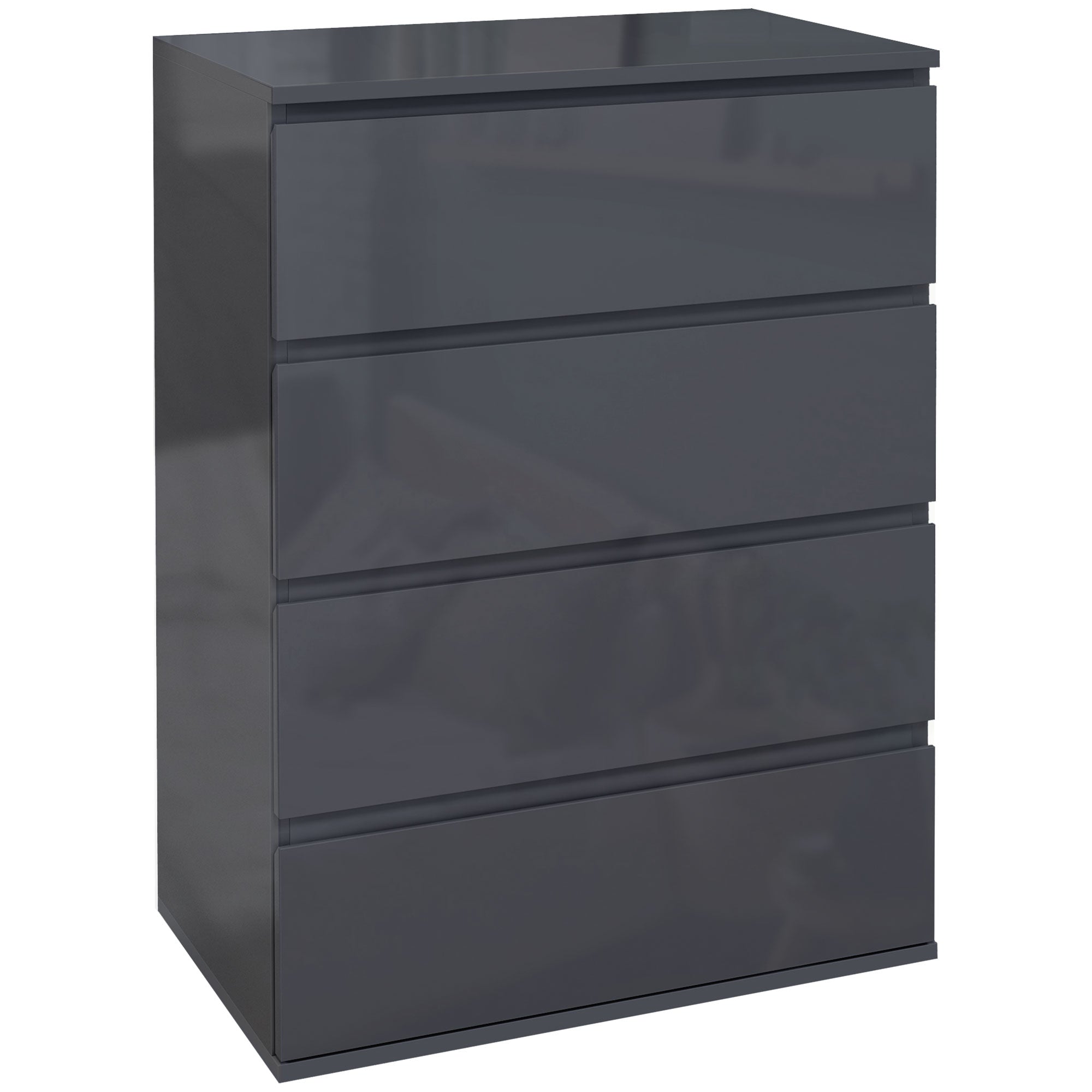 HOMCOM Bedroom Chest of Drawers - High Gloss 4 Drawers Dresser - Drawer Unit  | TJ Hughes