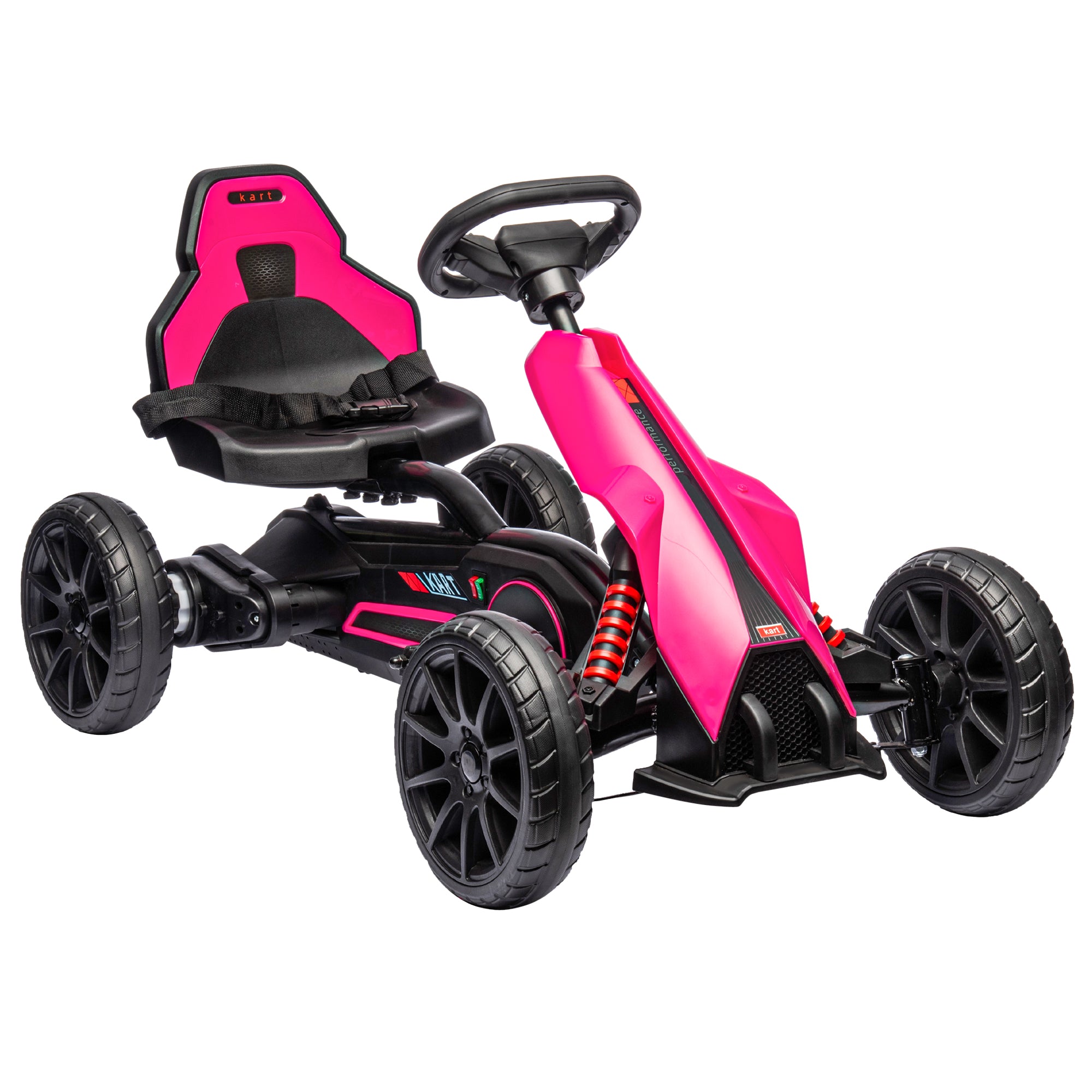 HOMCOM 12V Electric Go Kart w/ Forward Reversing 2 Speeds for 3-8 Yrs - Pink  | TJ Hughes Red