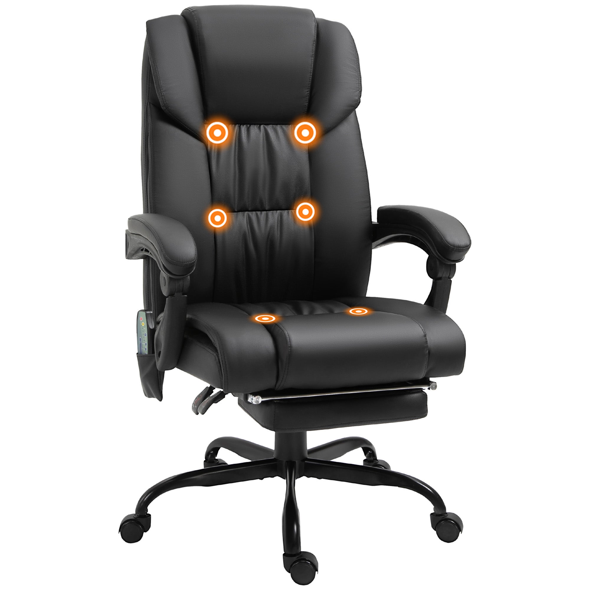 Vinsetto PU Leather Massage Office Chair Height Adjustable Computer Chair Black  | TJ Hughes