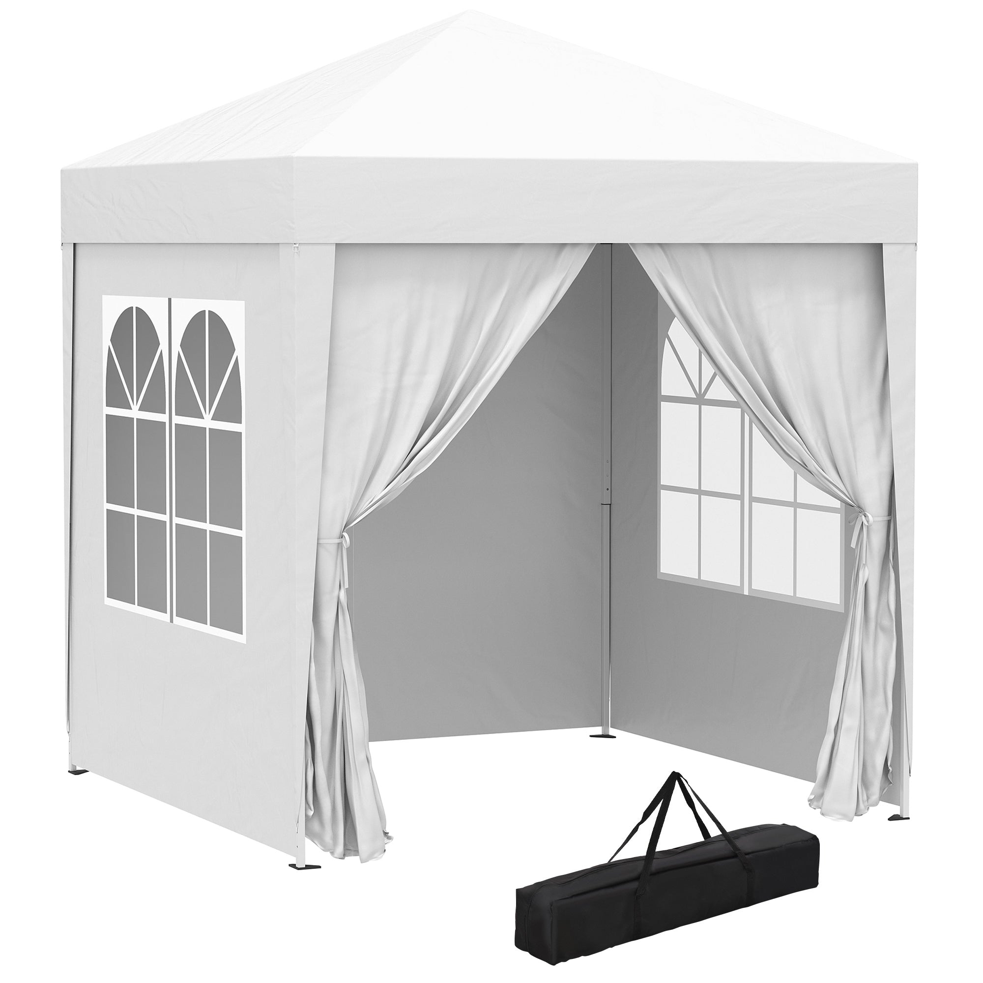 Outsunny 2mx2m Pop Up Gazebo Party Tent Canopy Marquee with Storage Bag White  | TJ Hughes