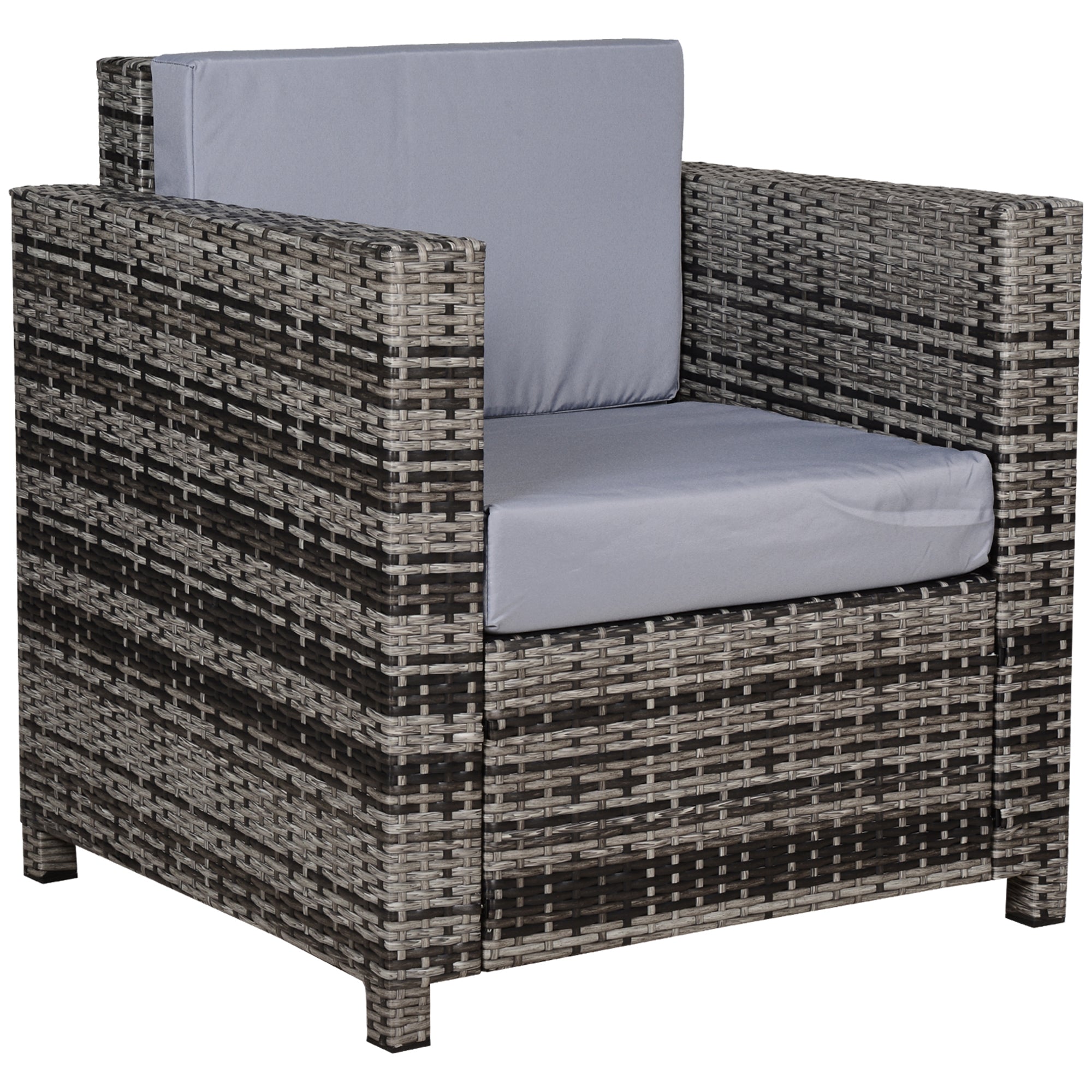 Garden Patio Rattan Wicker Furniture Single Cube Chair Sofa Outdoor Grey - Outsunny  | TJ Hughes