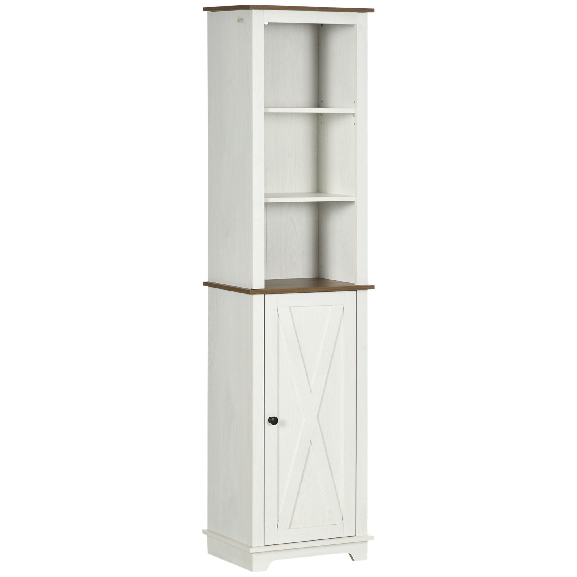 kleankin Tall Bathroom Cabinet Storage Cupboard with Door - Adjustable Shelves  | TJ Hughes