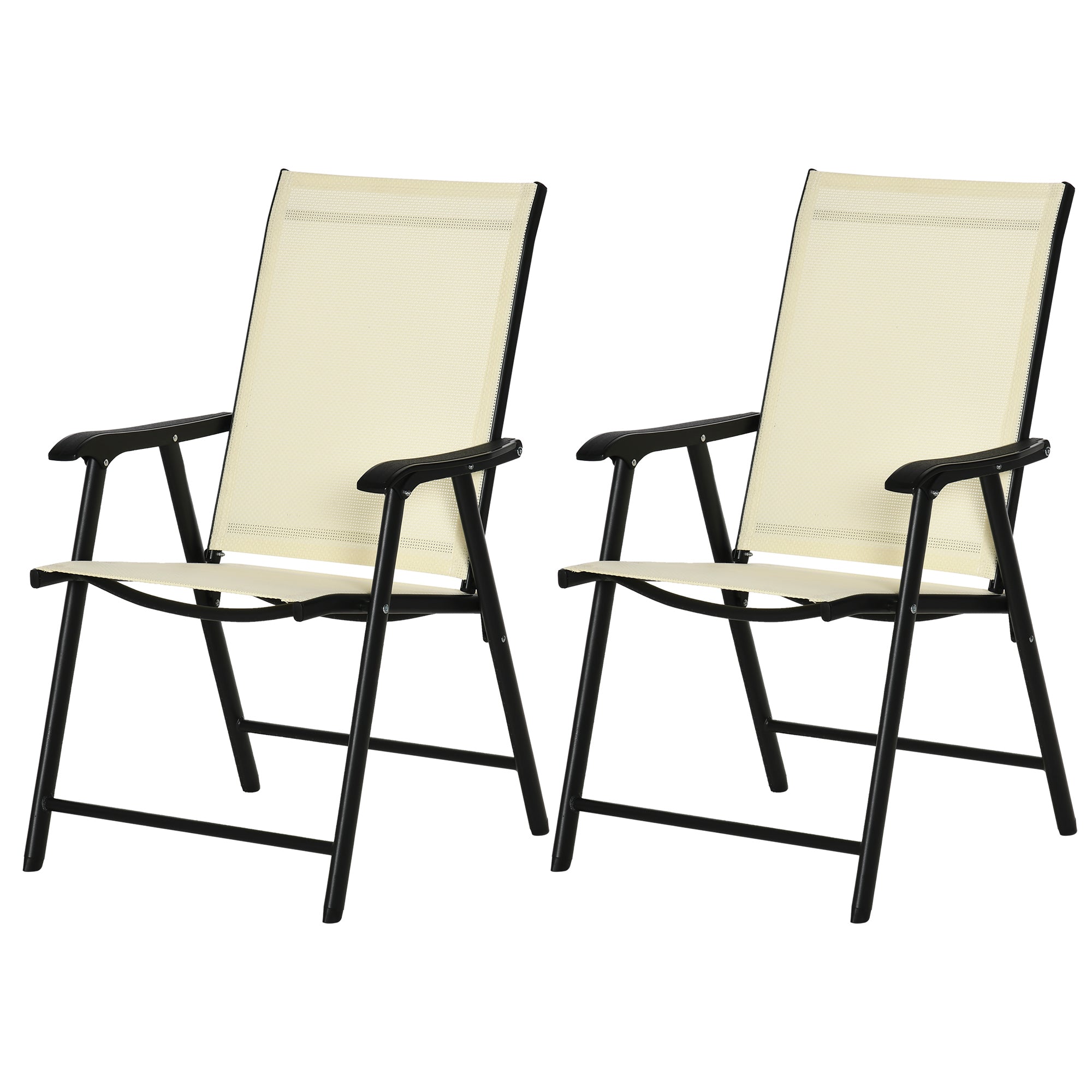 Outsunny 2-PCS Garden Armchairs Outdoor Patio Folding Modern Furniture Beige  | TJ Hughes