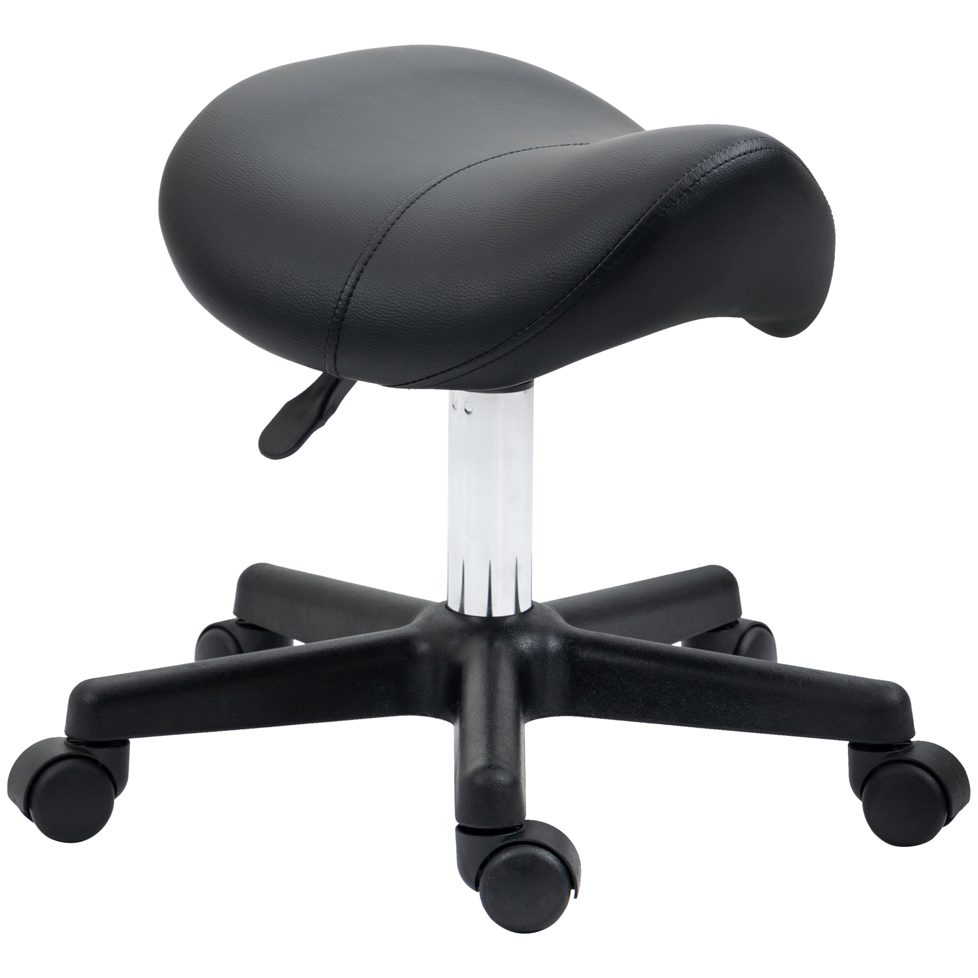 HOMCOM Saddle Stool Adjustable Rolling Salon Chair for Massage Spa Beauty Black  | TJ Hughes
