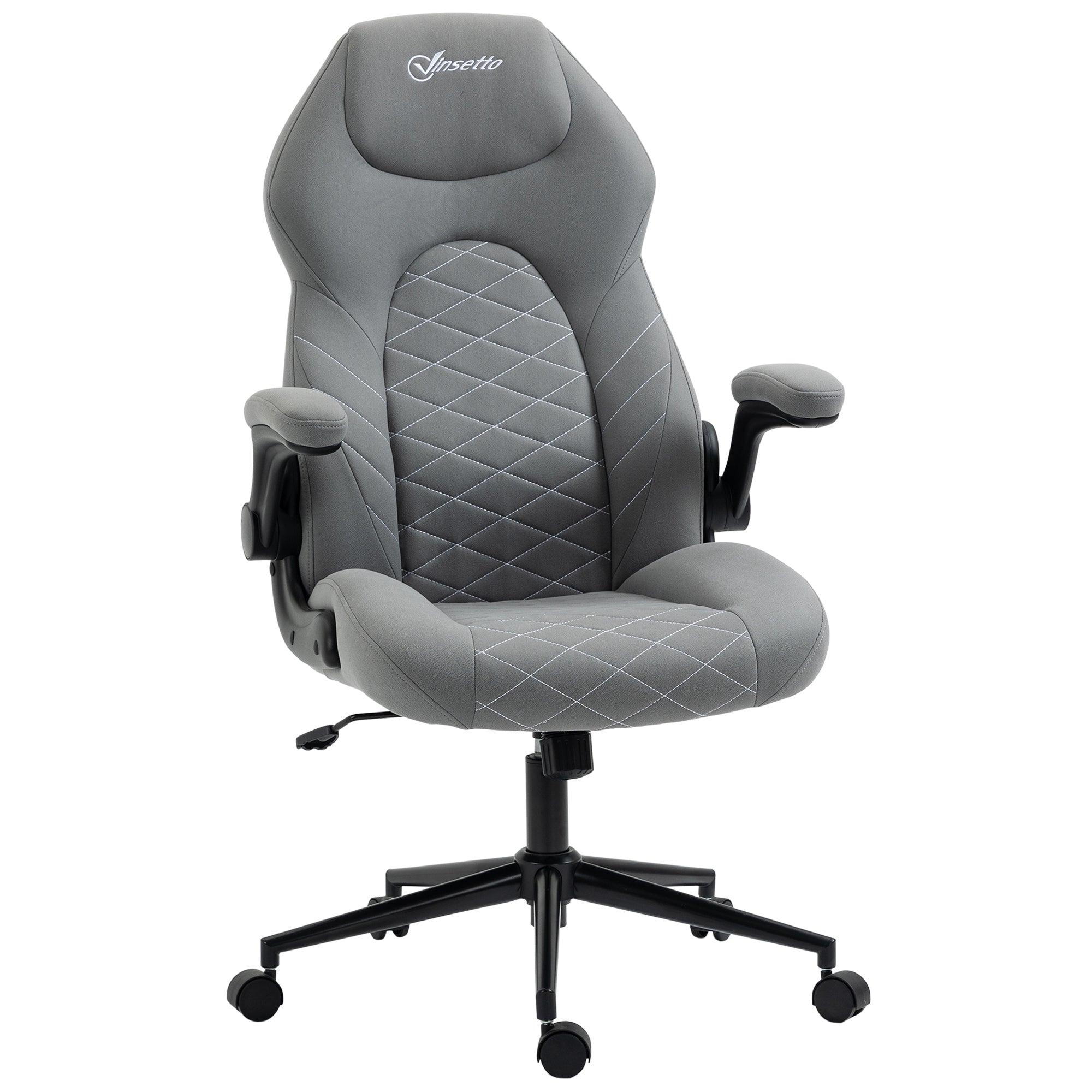 Vinsetto Gaming Chair - Office Desk Chair - Comfy Computer Chair with Adjustable Arms and Rolling Wheels for Home Work Study - Light Grey  | TJ Hughes