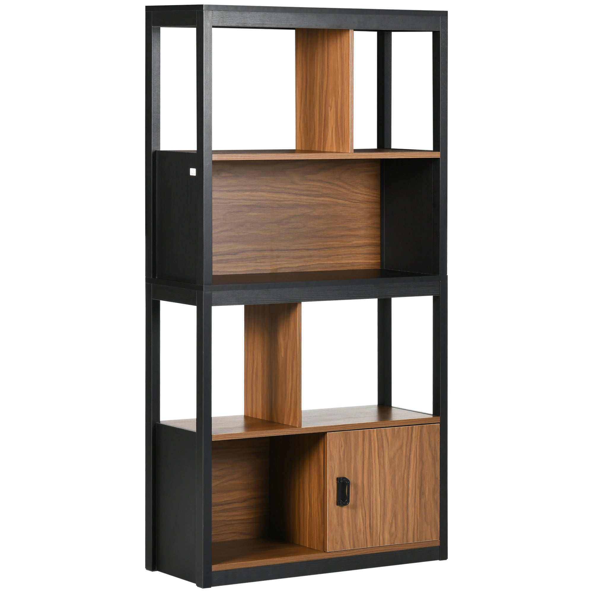 HOMCOM 4-Tier Bookshelf Freestanding Bookcase W/ Storage for Study Walnut Brown  | TJ Hughes