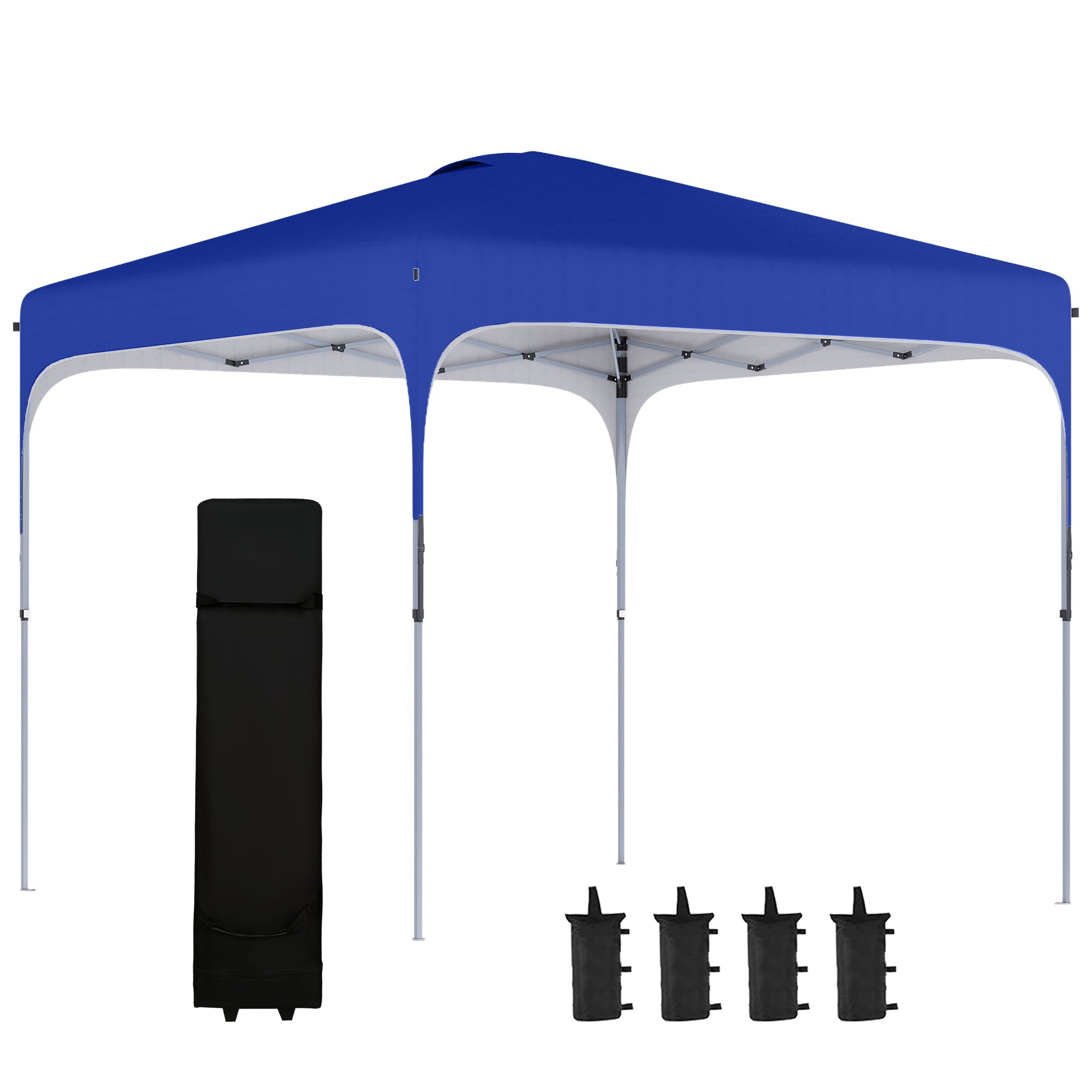 Outsunny Pop Up Gazebo Foldable w/ Wheeled Carry Bag & 4 Weight Bags - Blue  | TJ Hughes