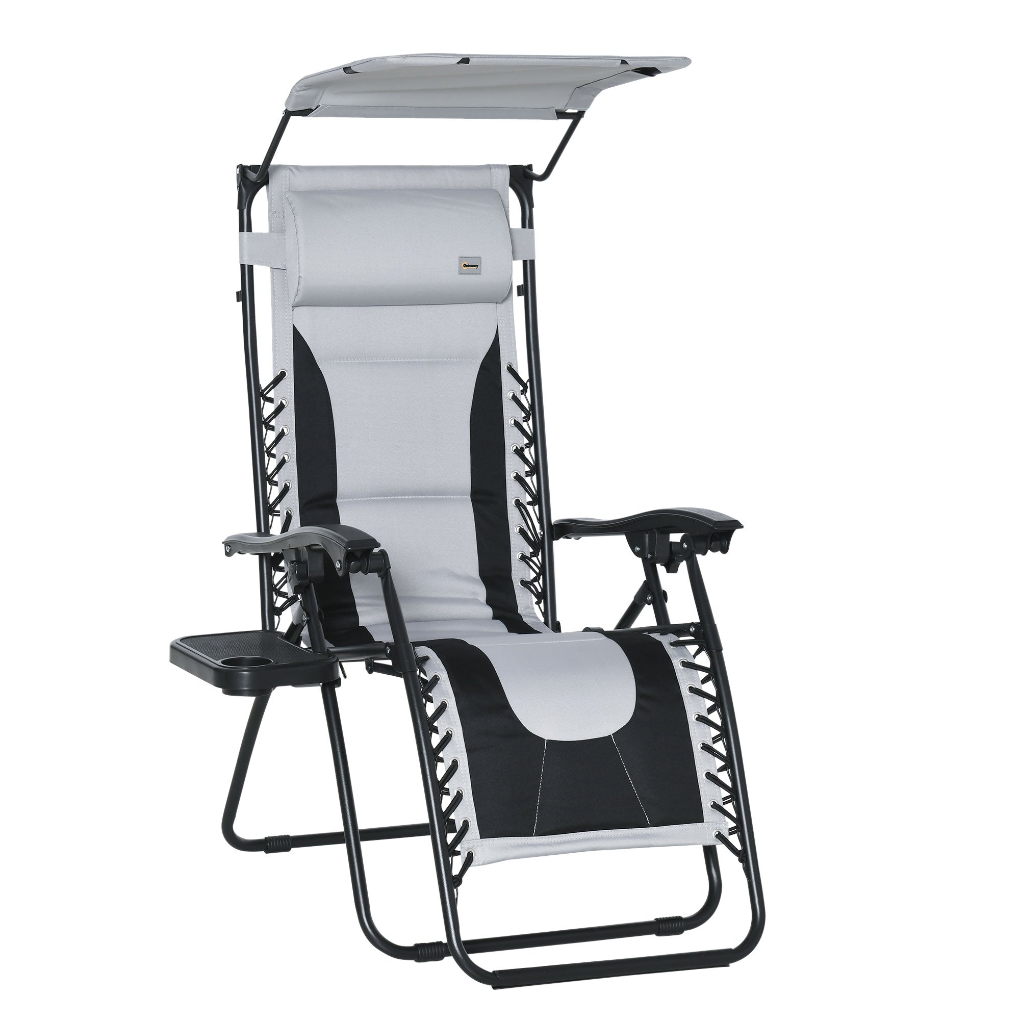 Outsunny Zero Gravity Lounger Chair - Folding Camping Reclining Chair - Grey  | TJ Hughes