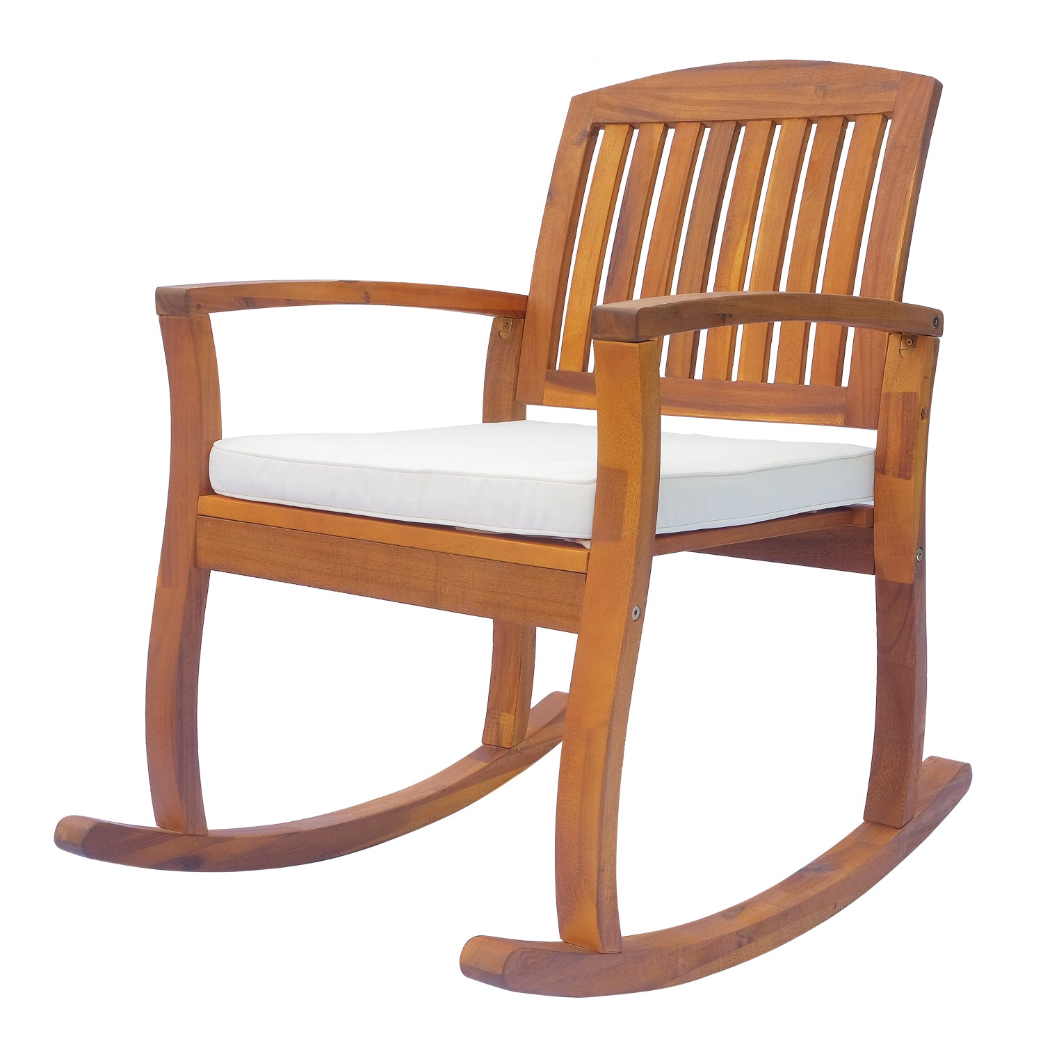 Outsunny Rocking Chair Porch Slat Cushion Acacia Hardwood Deck Indoor Outdoor  | TJ Hughes