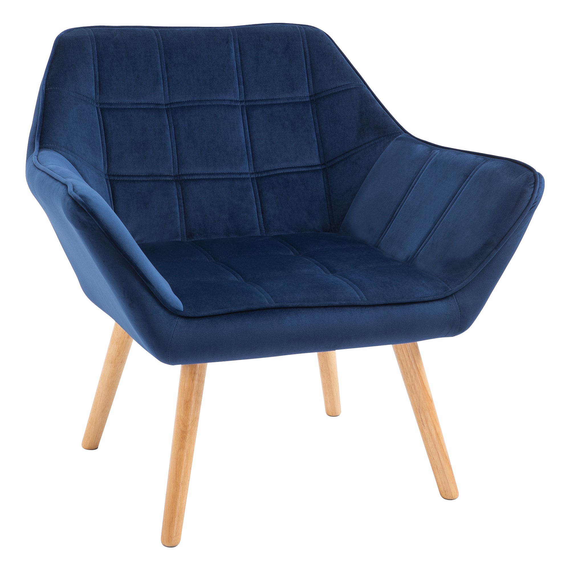 HOMCOM Luxe Velvet-Feel Accent Chair w/ Wide Arms Slanted Back Wood Legs Blue  | TJ Hughes