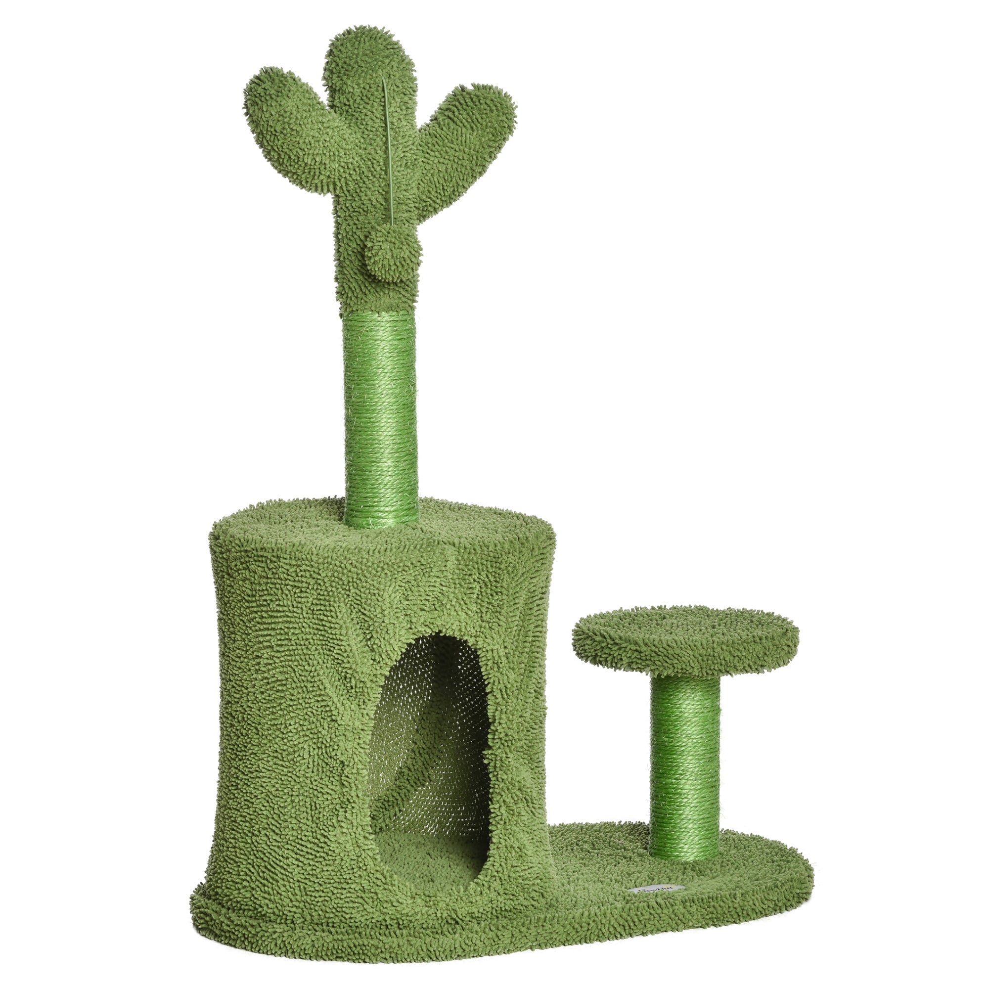 PawHut Cactus Cat Tree Tower Sisal Scratching Post Condo Perch 60 x 35 x 78 cm  | TJ Hughes