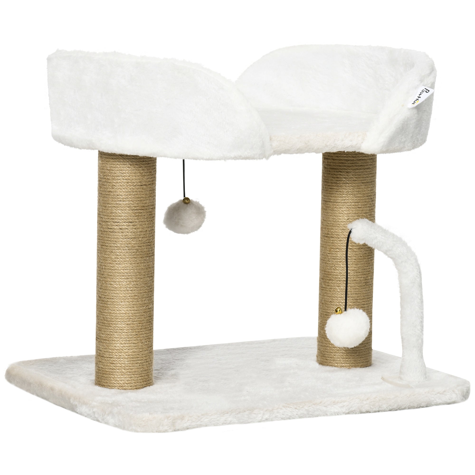 PawHut 42cm Indoor Cat Tree - Kitty Play Tower w/ Toy Balls - Jute Scratching Post  | TJ Hughes