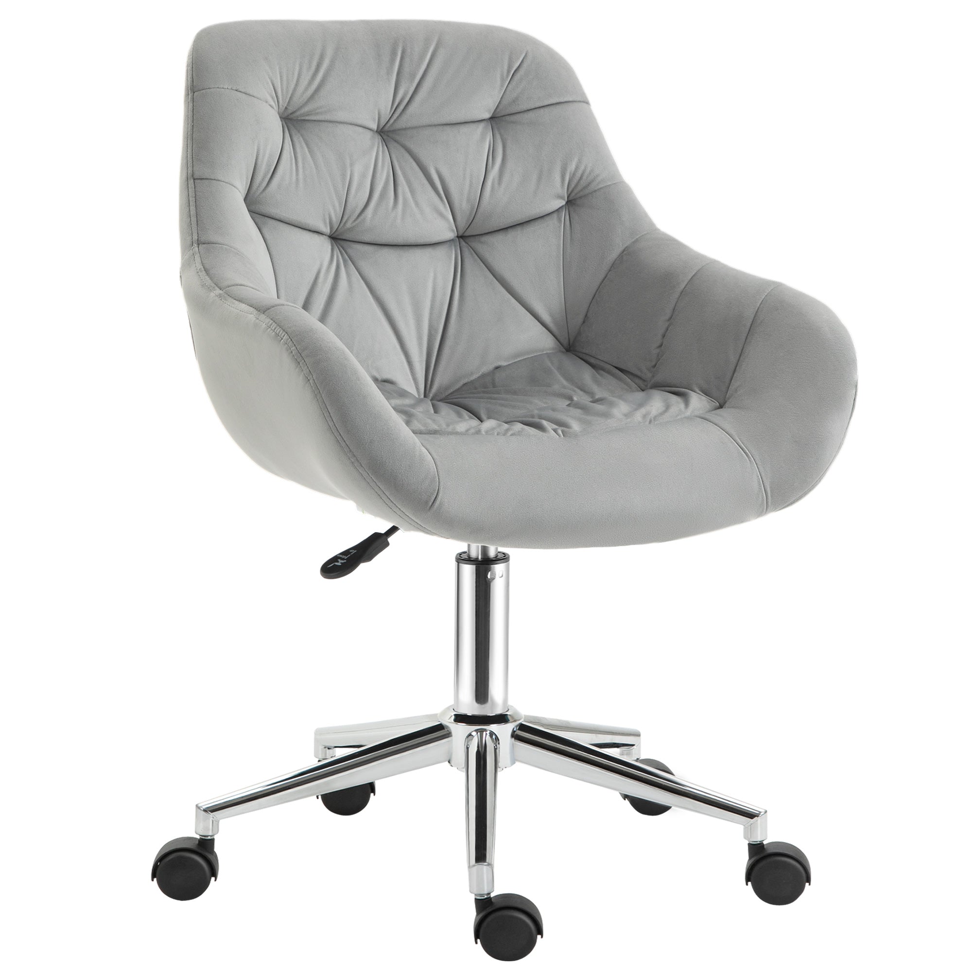 Vinsetto Velvet Home Office Chair Desk Chair with Adjustable Height - Grey  | TJ Hughes