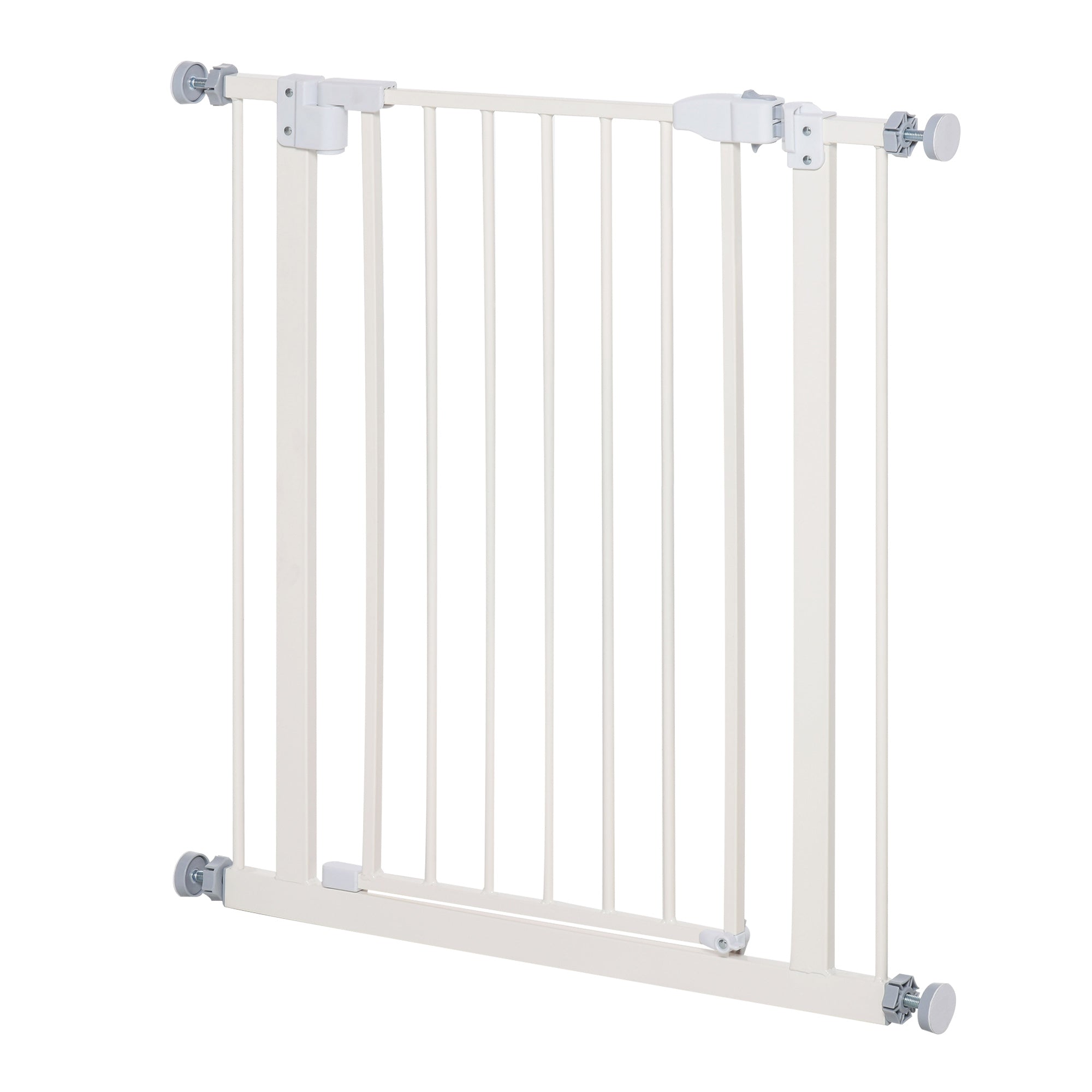 PawHut 74-80cm Adjustable Metal Pet Gate Safety Barrier w/ Auto-Close Door White  | TJ Hughes
